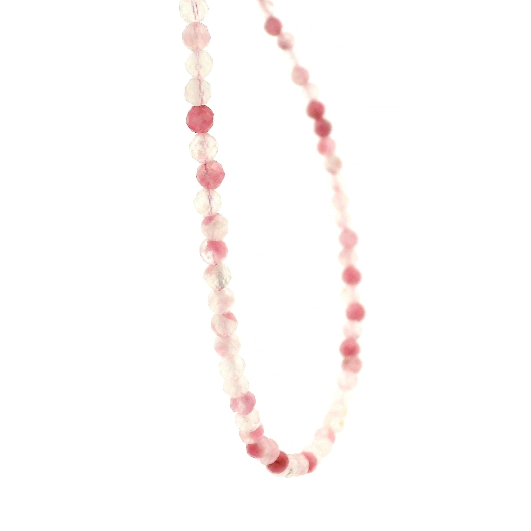 Rhodonite in Quartz Micro Faceted Choker/Layering Necklace 925 Silver for Emotional and Trauma Healing