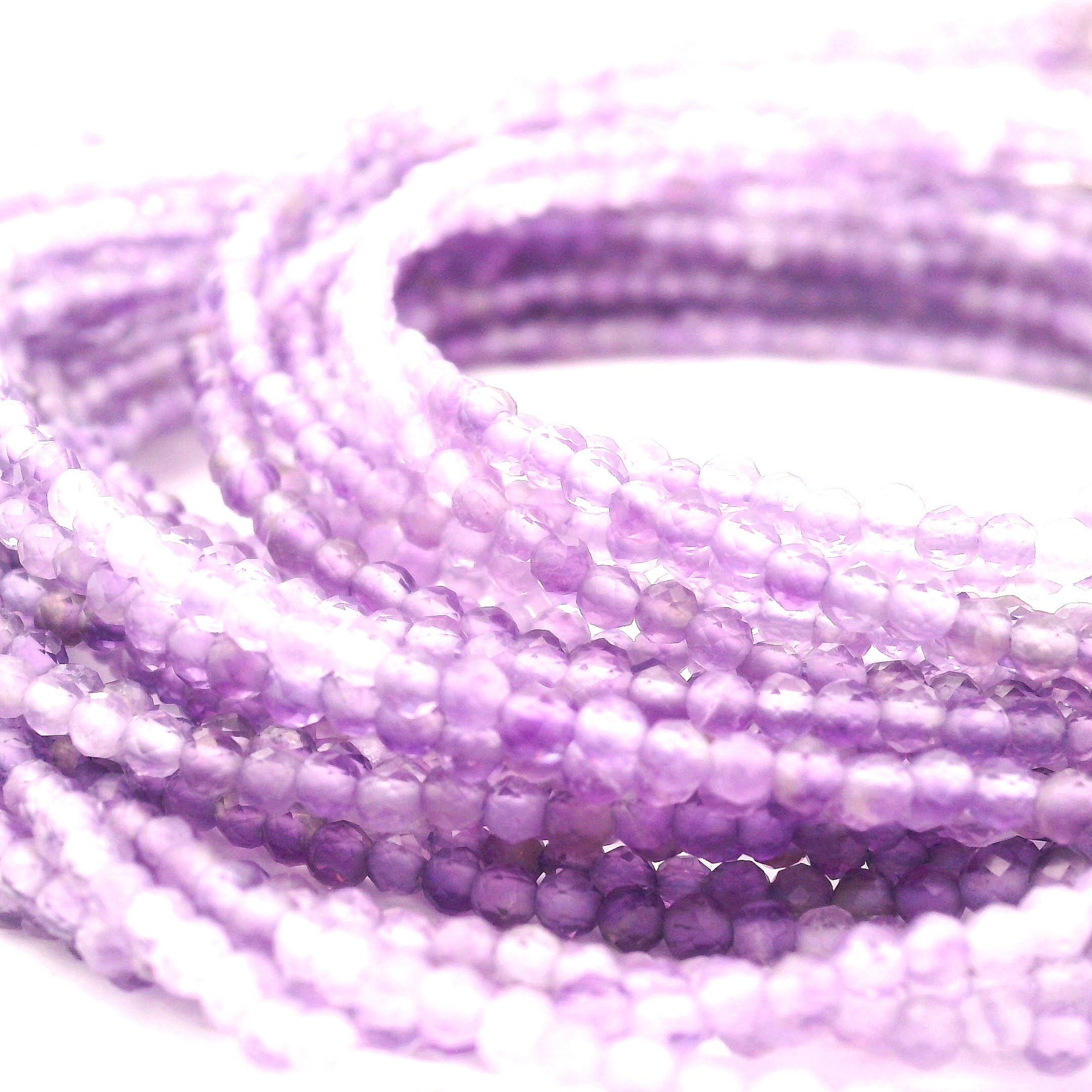 Amethyst Micro Faceted Choker/Layering Necklace 925 Silver for Intuition and Clarity