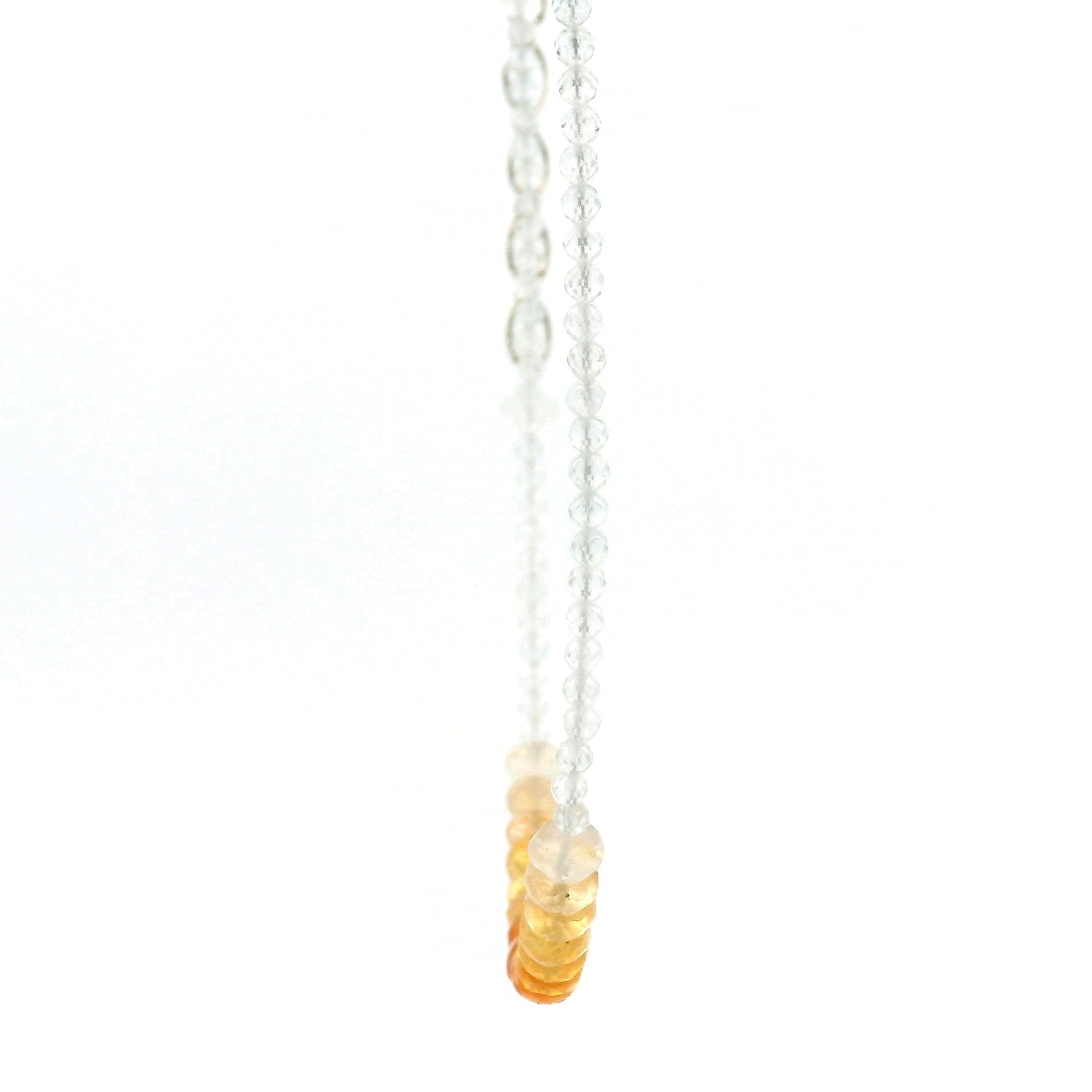 Fire Opal & White Topaz Micro Faceted Necklace 925 Silver for Passion and Intimacy