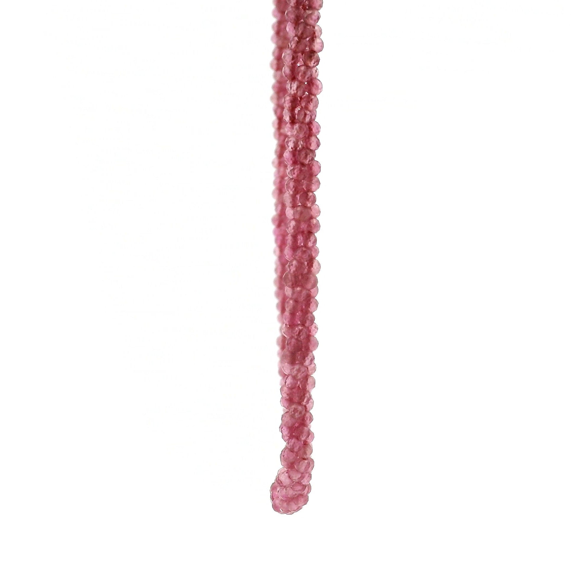 Pink Tourmaline Braided Micro Faceted Necklace 925 Silver for Heart Healing, Kindness & Love