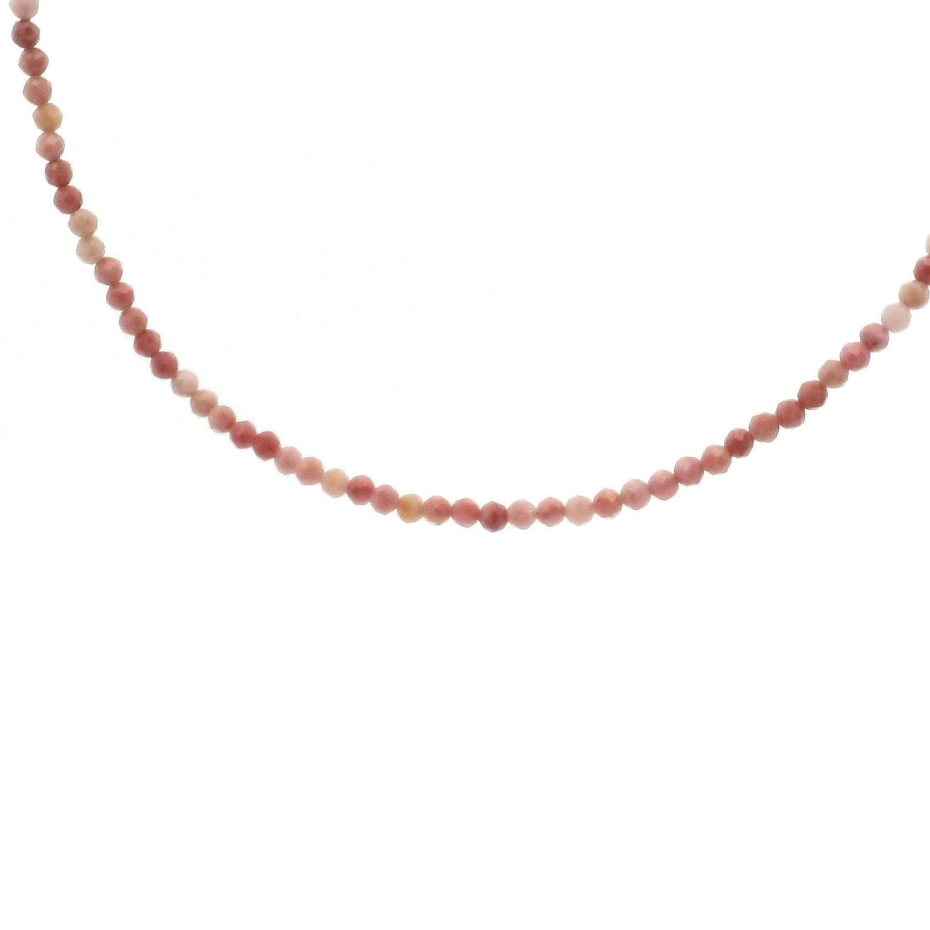 Rhodonite Micro Choker/Layering Necklace 925 Silver for Attraction and Self-Worth