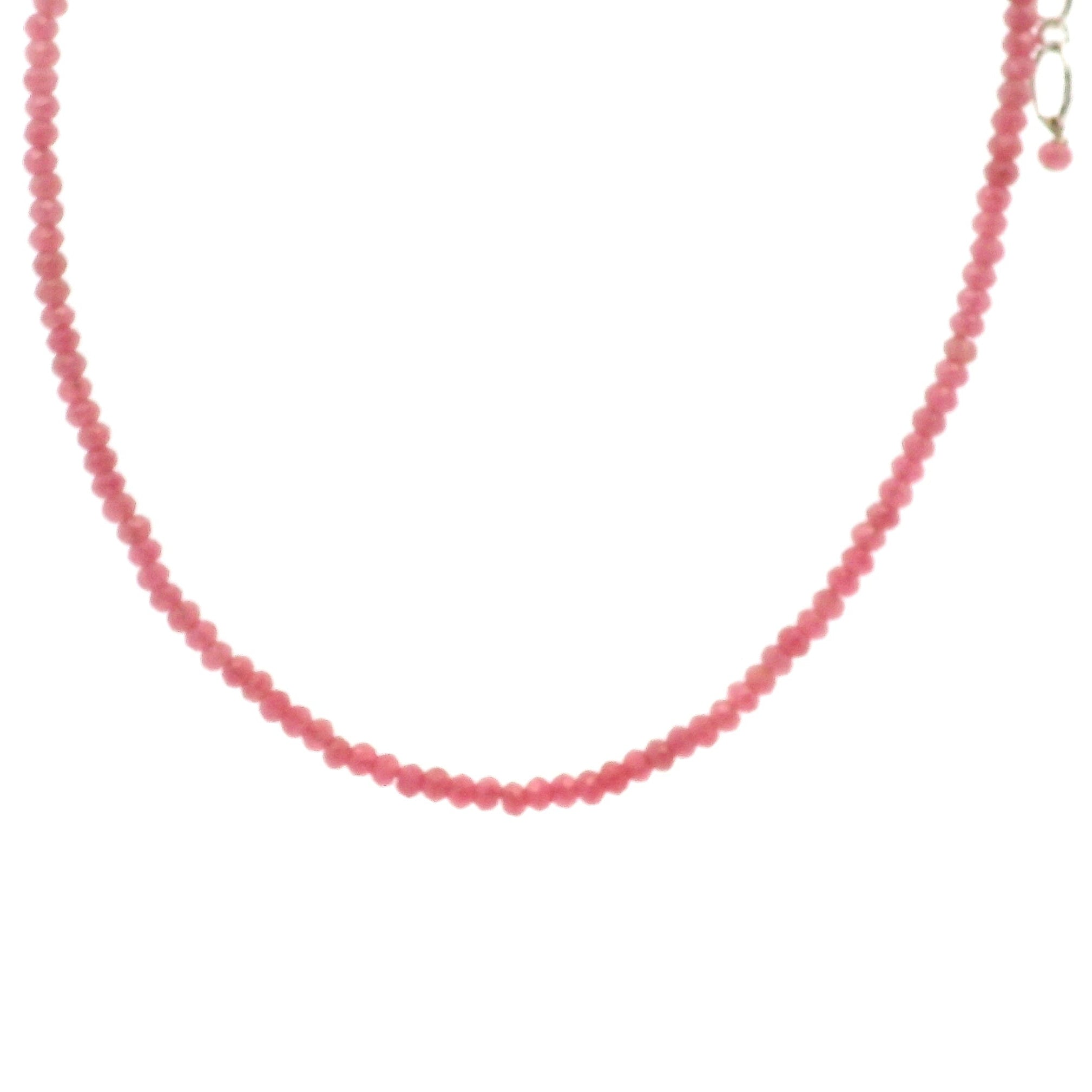 Rhodonite Micro Faceted Necklace 925 Silver for Attraction and Self-Worth