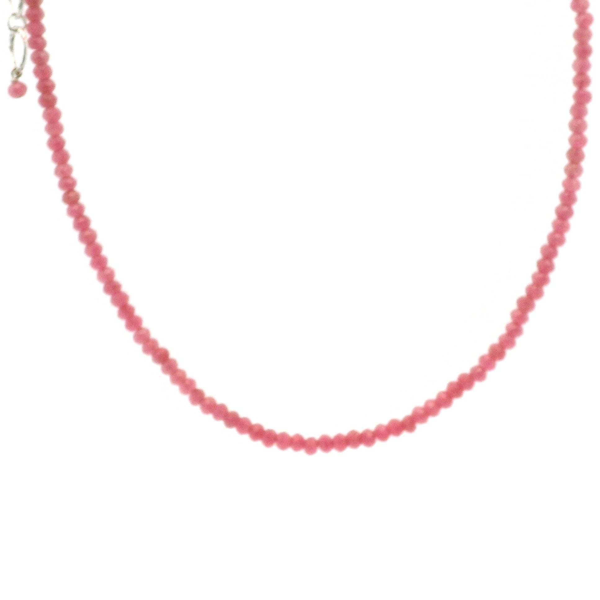 Rhodonite Micro Faceted Necklace 925 Silver for Attraction and Self-Worth