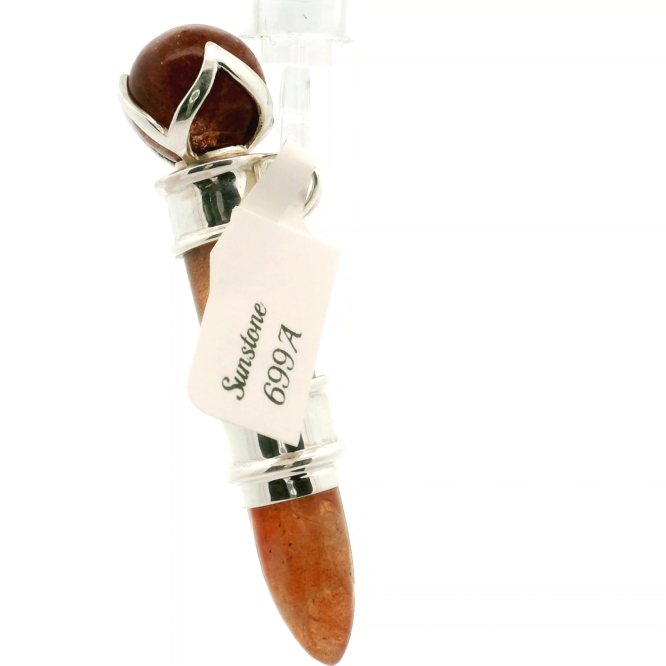 Sunstone Wandlet Wand Pendant .925 Silver for Manifestation and Abundance