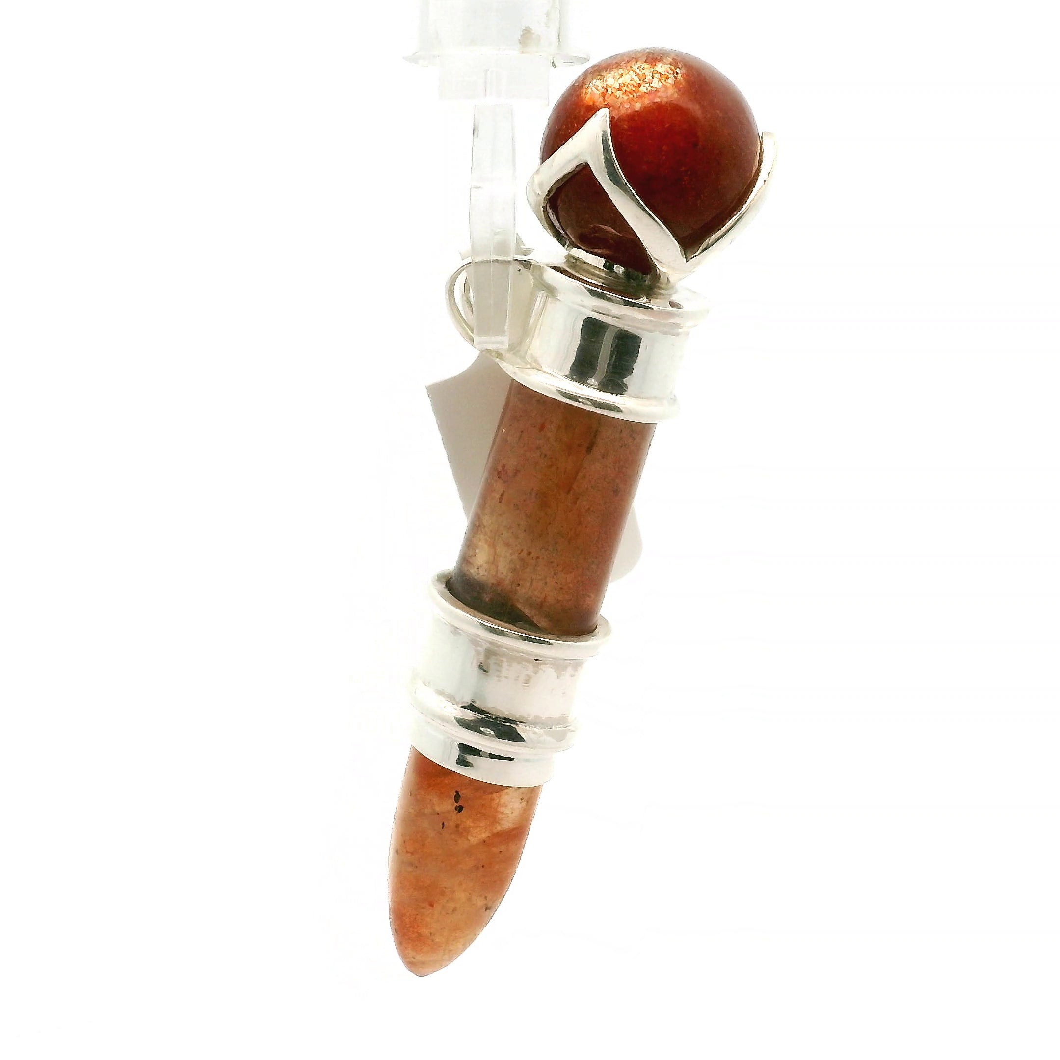Sunstone Wandlet Wand Pendant .925 Silver for Manifestation and Abundance