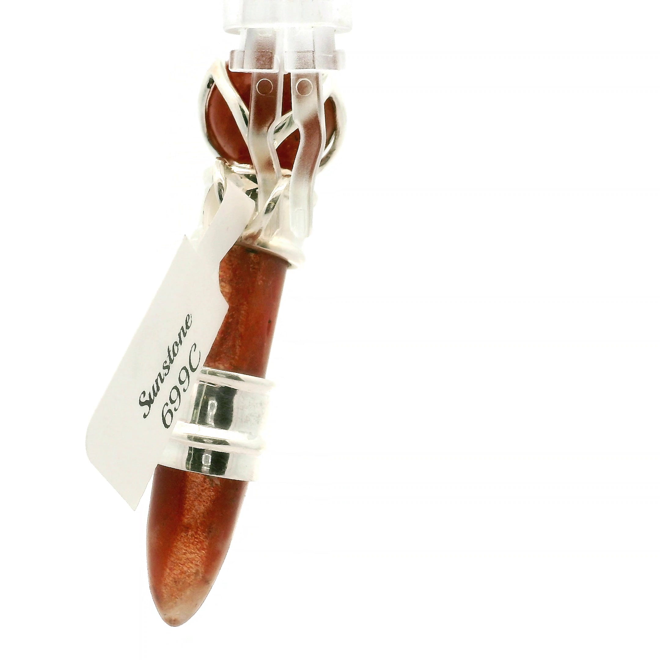 Sunstone Wandlet Wand Pendant .925 Silver for Manifestation and Abundance