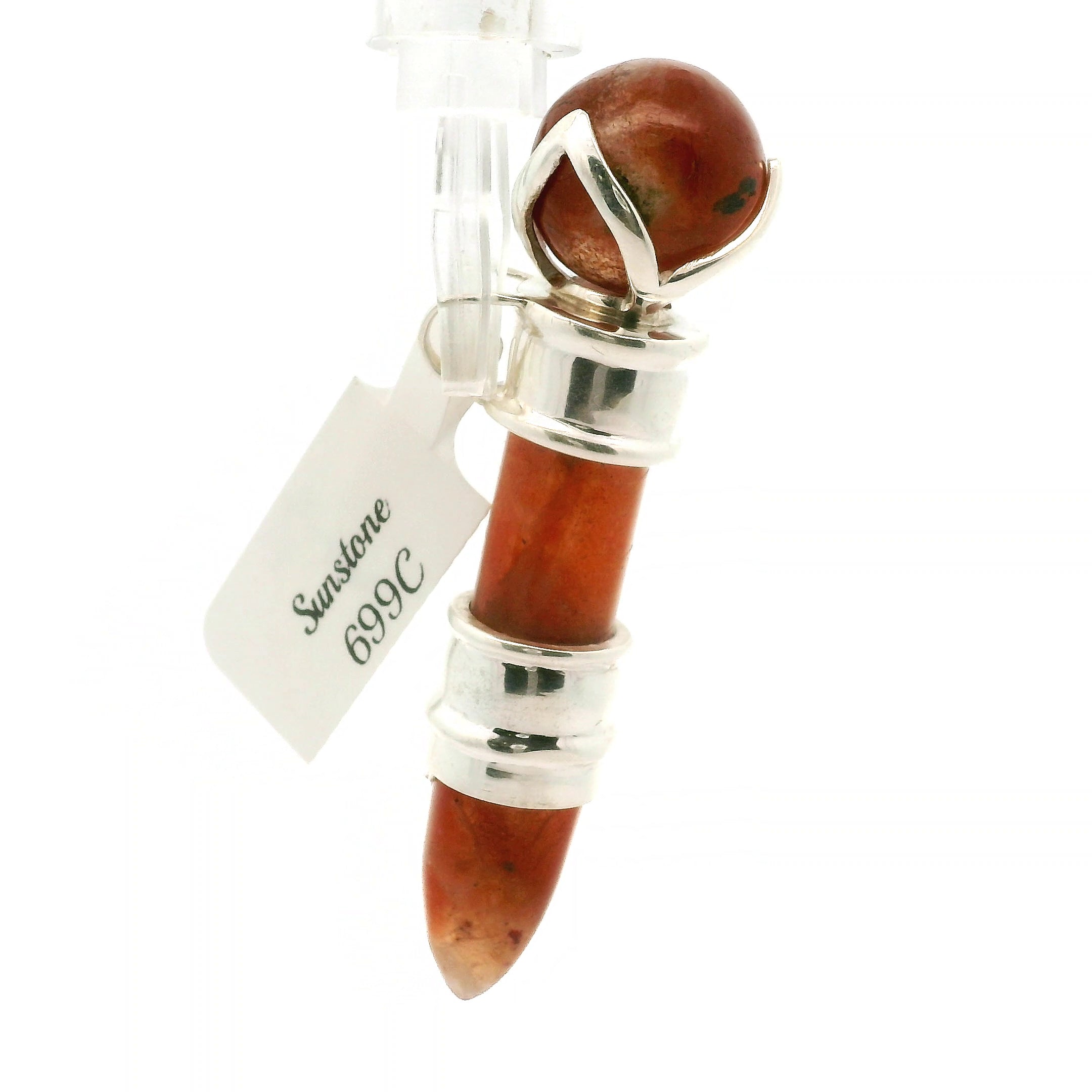 Sunstone Wandlet Wand Pendant .925 Silver for Manifestation and Abundance