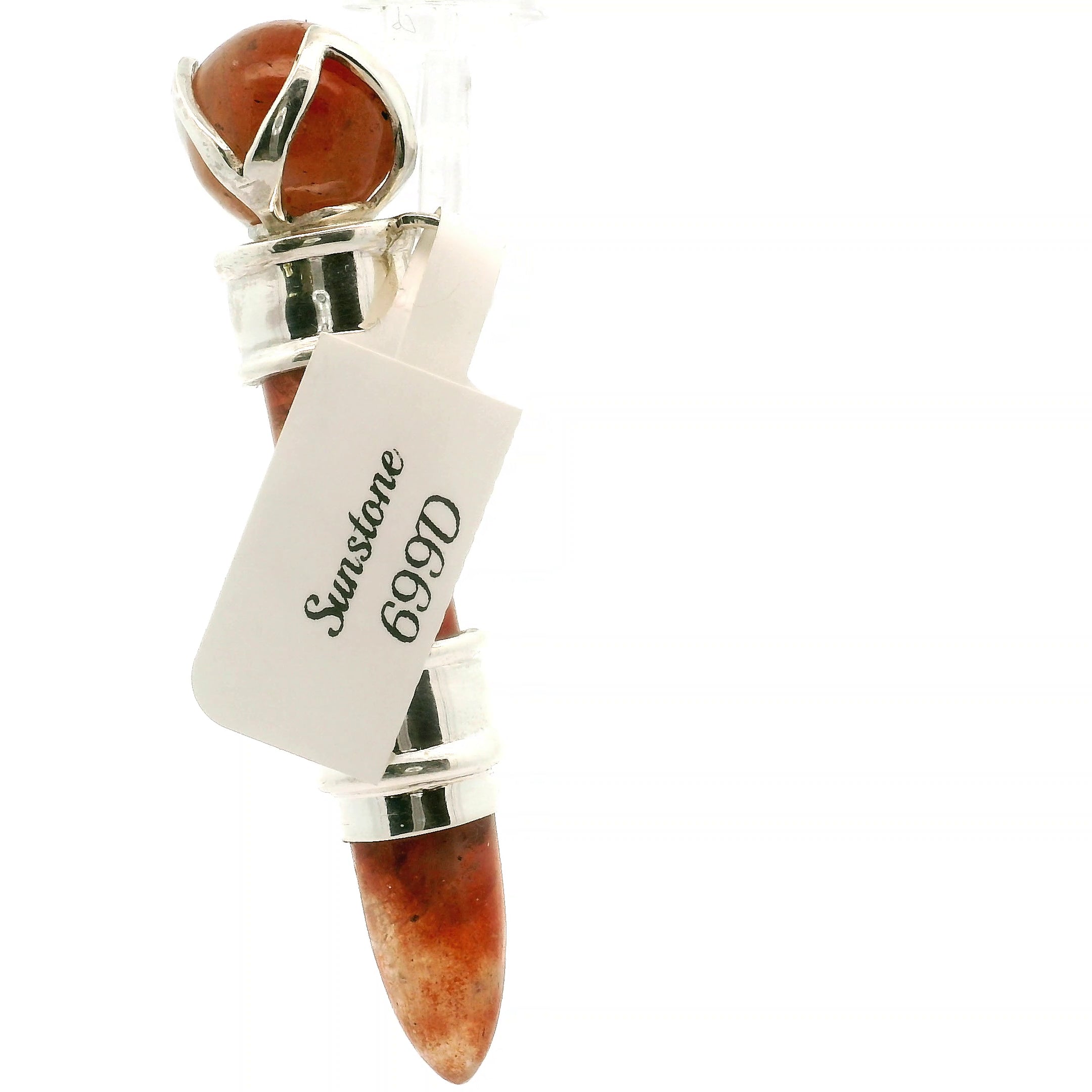 Sunstone Wandlet Wand Pendant .925 Silver for Manifestation and Abundance