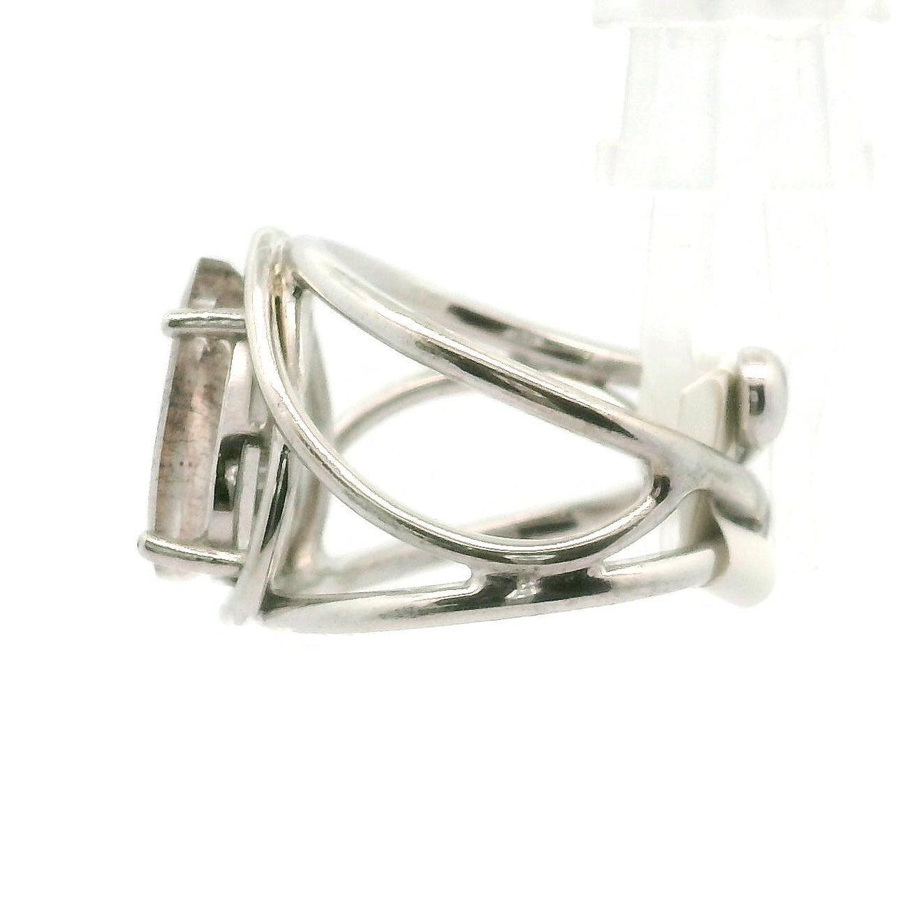 Pink Fire Covellite in Quartz Cuff Ring .925 Silver (Gem Grade) for Spiritual Evolution and Energy Flow