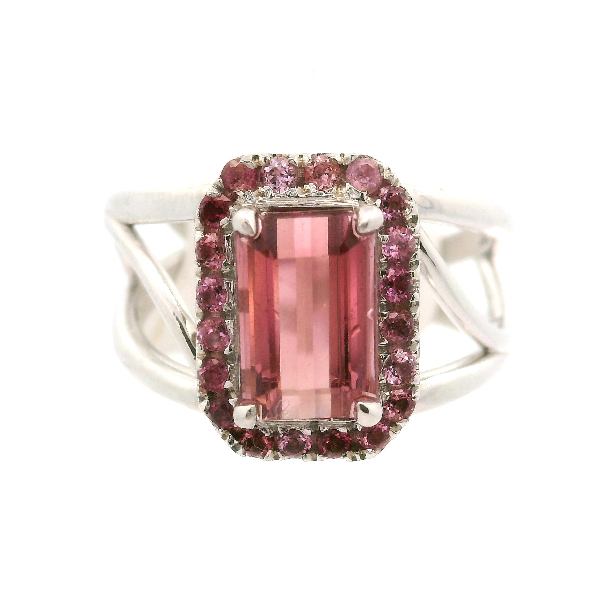 Multi-Color Tourmaline with Tourmaline Pavé Cuff Ring .925 Silver for Passion for Life and Healing