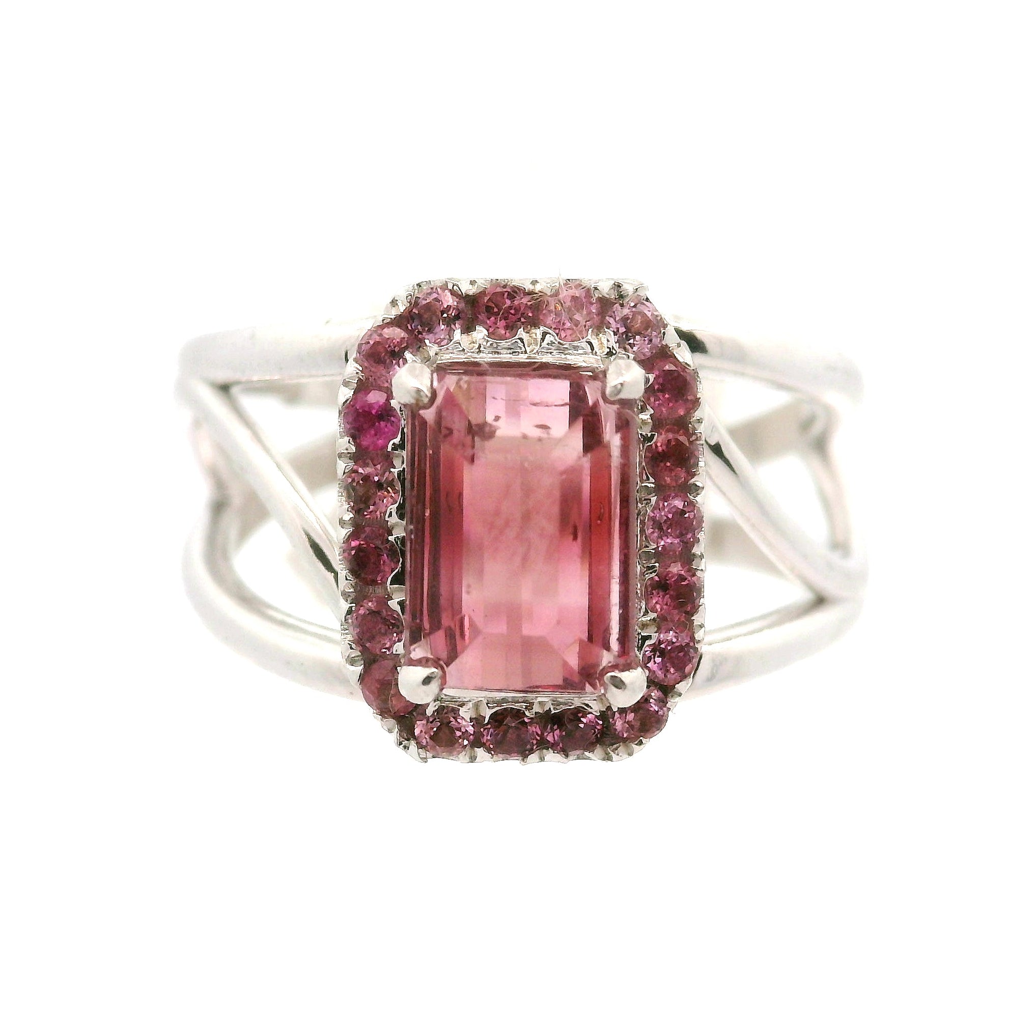 Multi-Color Tourmaline with Tourmaline Pavé Cuff Ring .925 Silver for Passion for Life and Healing