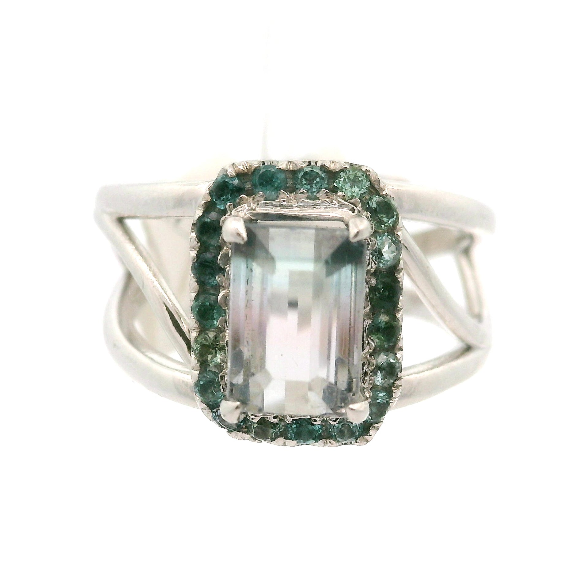 Multi-Color Tourmaline with Tourmaline Pavé Cuff Ring .925 Silver for Passion for Life and Healing