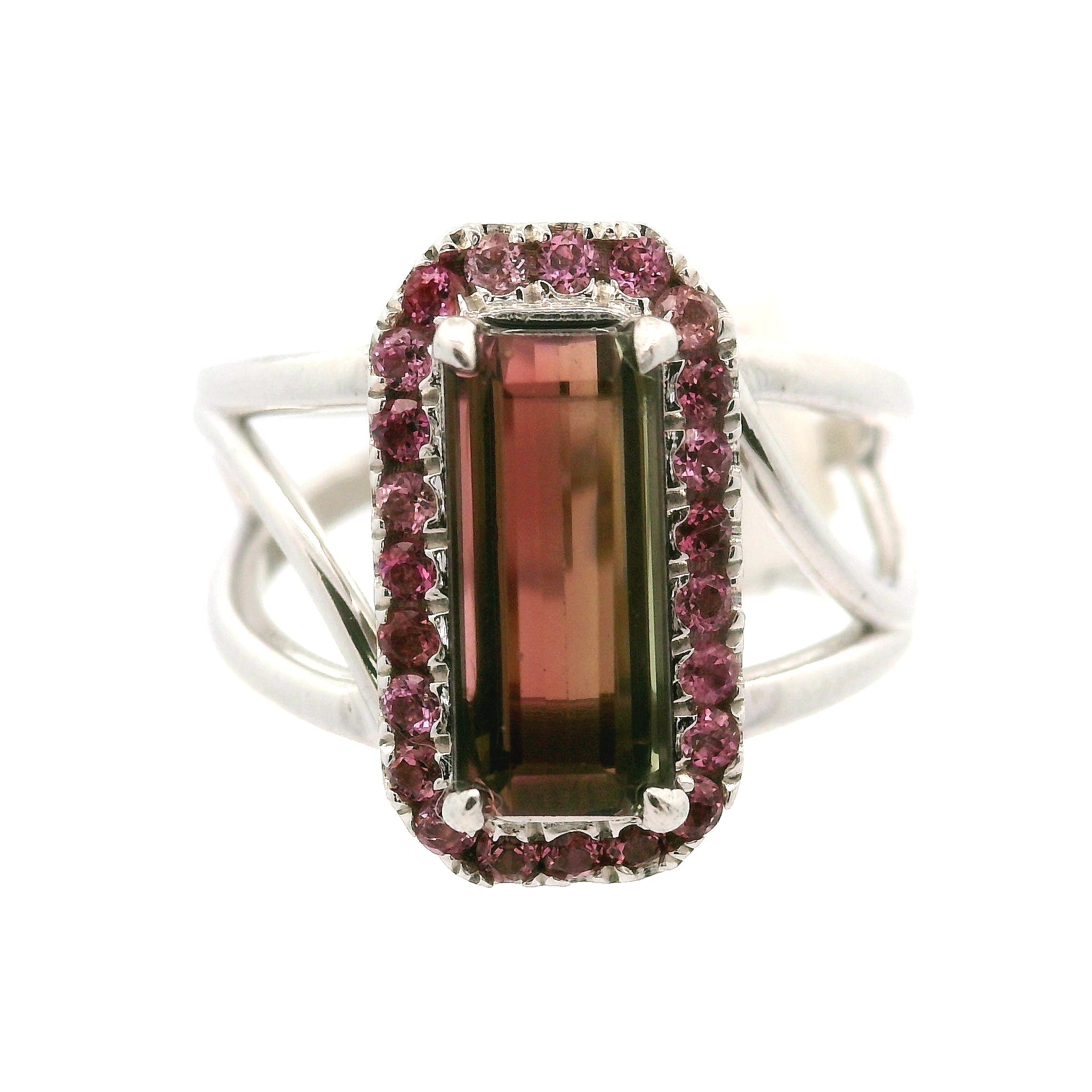 Multi-Color Tourmaline with Tourmaline Pavé Cuff Ring .925 Silver for Passion for Life and Healing