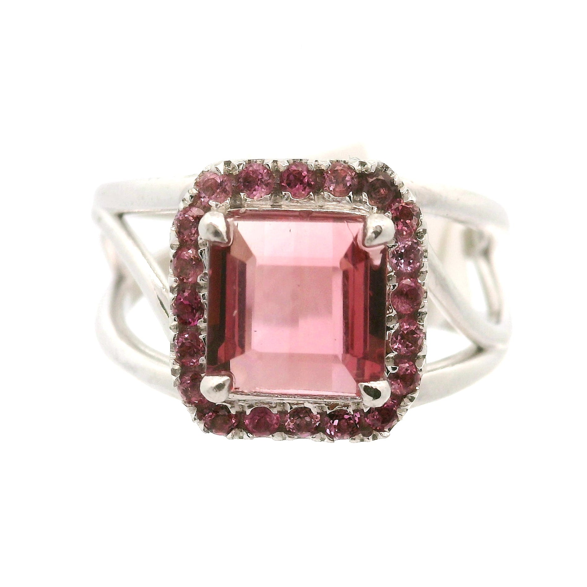 Multi-Color Tourmaline with Tourmaline Pavé Cuff Ring .925 Silver for Passion for Life and Healing