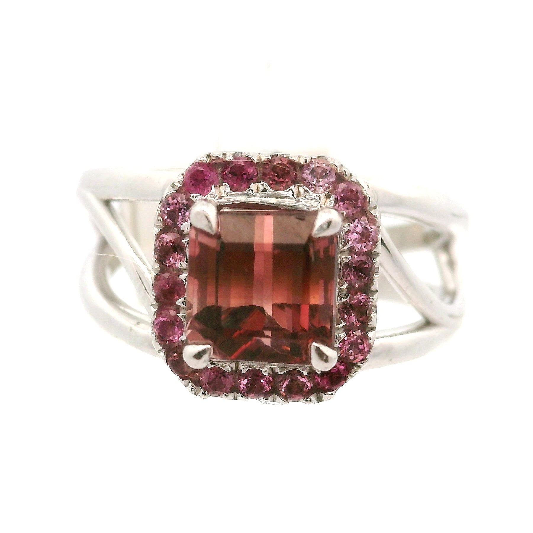 Multi-Color Tourmaline with Tourmaline Pavé Cuff Ring .925 Silver for Passion for Life and Healing