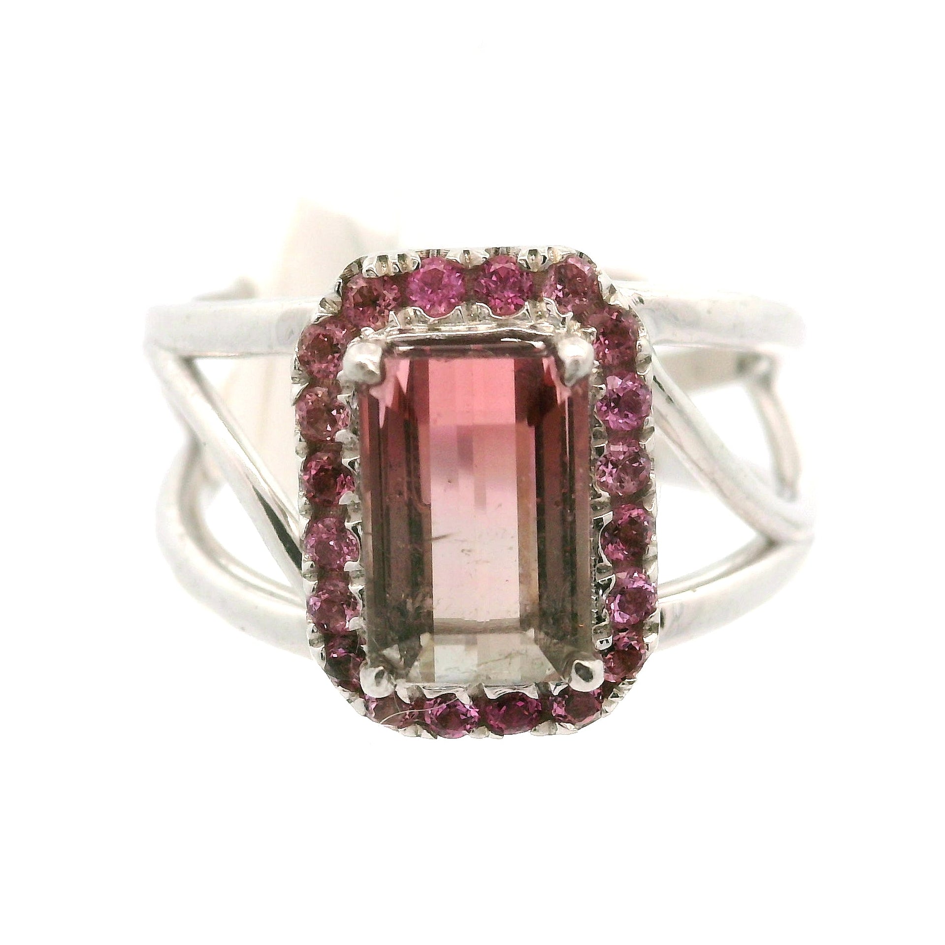 Multi-Color Tourmaline with Tourmaline Pavé Cuff Ring .925 Silver for Passion for Life and Healing