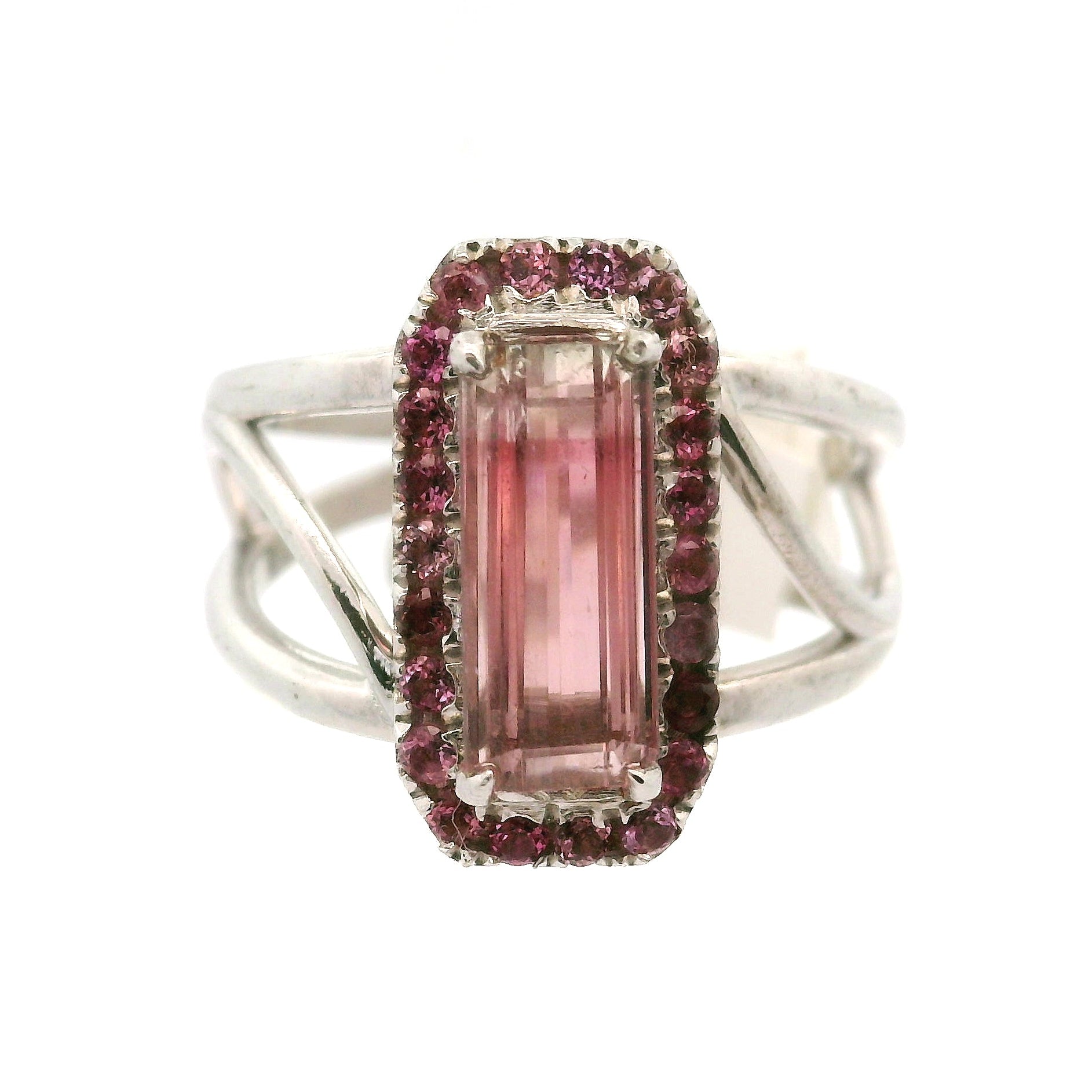 Multi-Color Tourmaline with Tourmaline Pavé Cuff Ring .925 Silver for Passion for Life and Healing