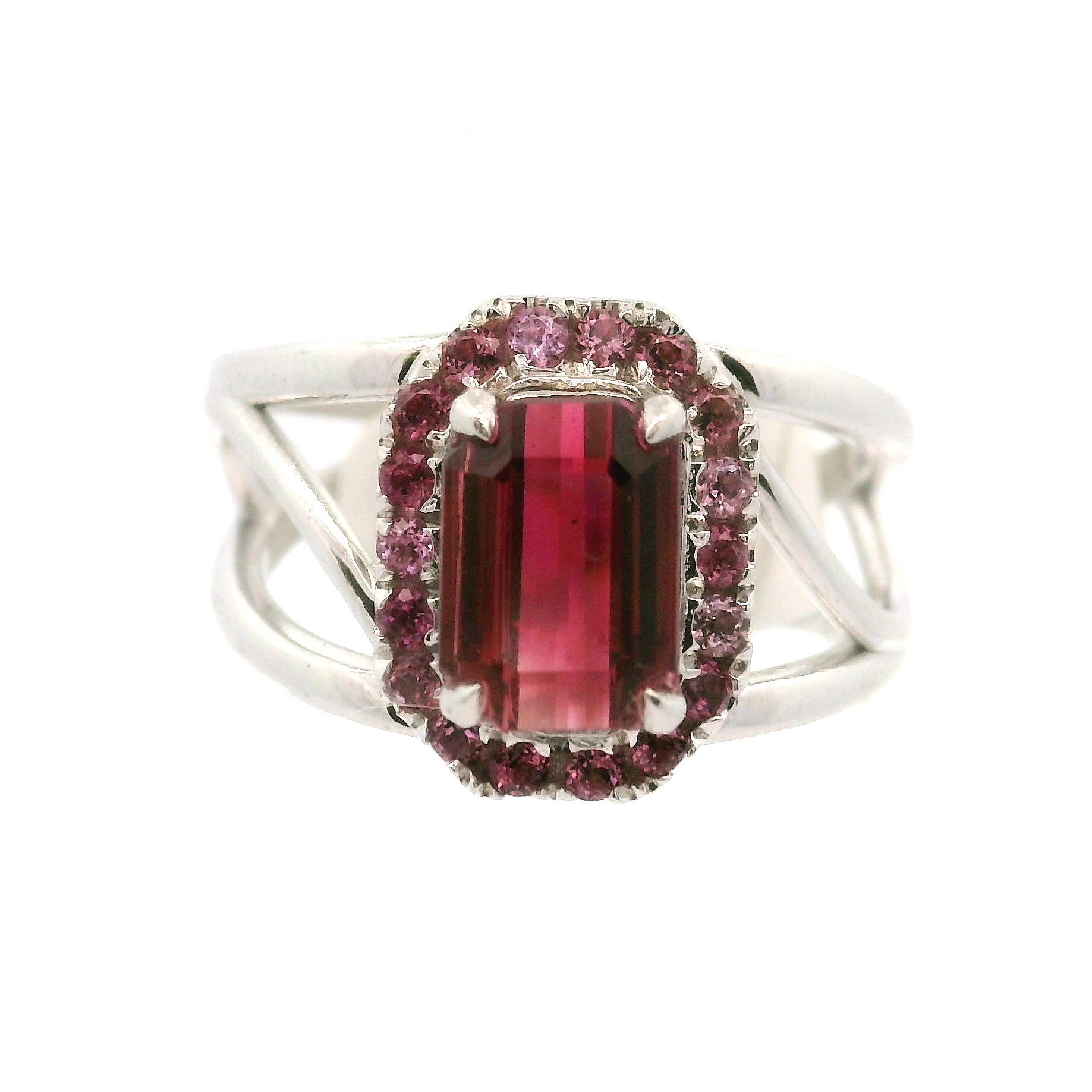 Multi-Color Tourmaline with Tourmaline Pavé Cuff Ring .925 Silver for Passion for Life and Healing