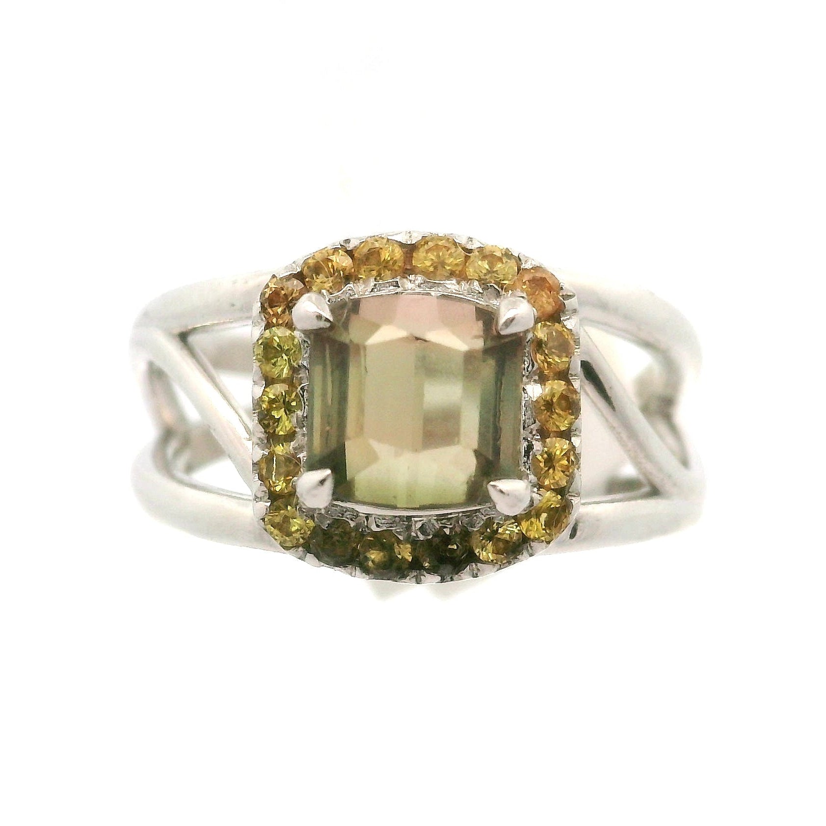Multi-Color Tourmaline with Tourmaline Pavé Cuff Ring .925 Silver for Passion for Life and Healing