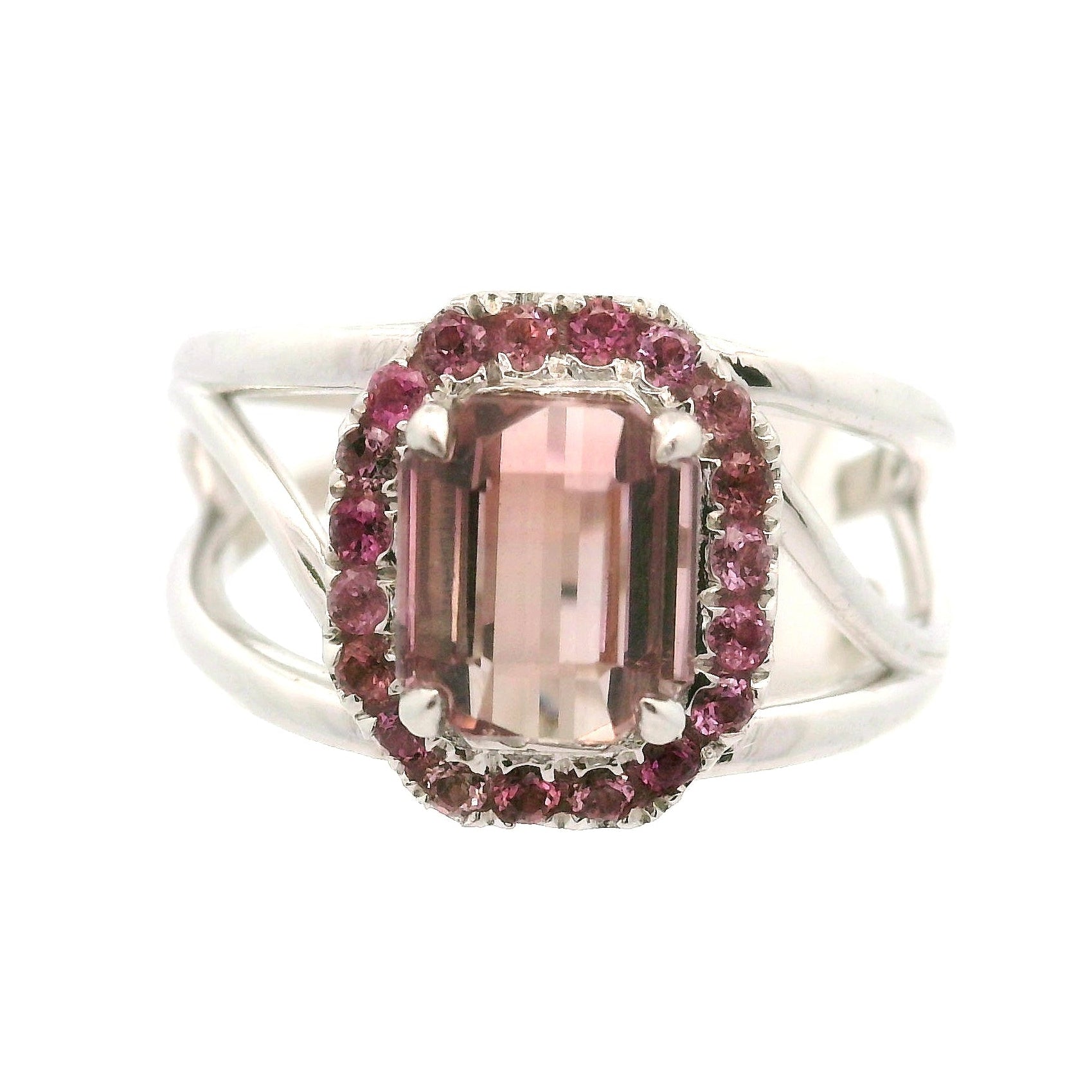 Multi-Color Tourmaline with Tourmaline Pavé Cuff Ring .925 Silver for Passion for Life and Healing
