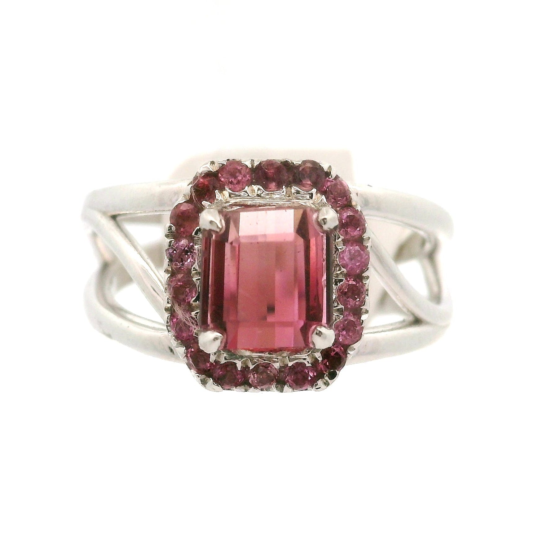 Multi-Color Tourmaline with Tourmaline Pavé Cuff Ring .925 Silver for Passion for Life and Healing