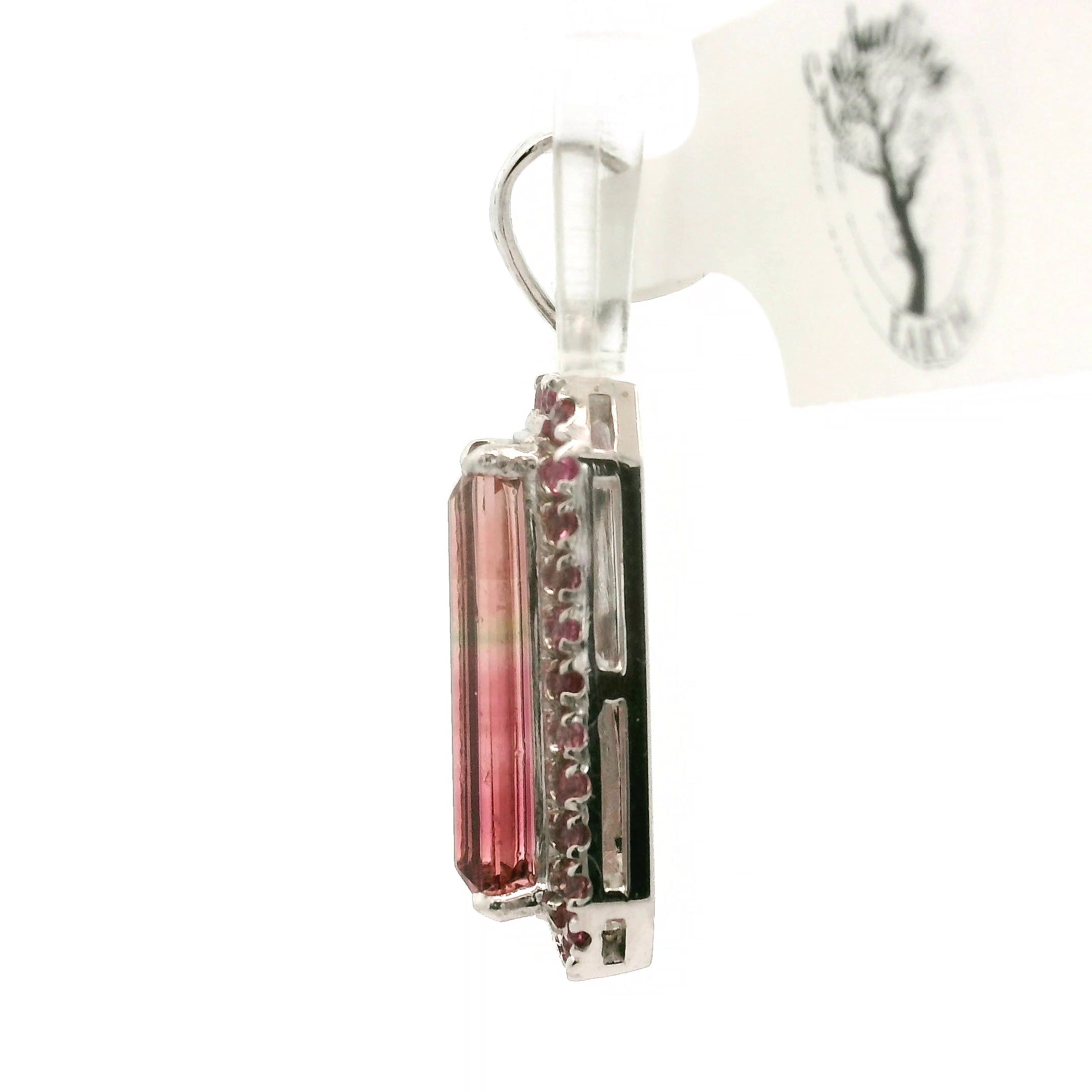 Multi-Color Tourmaline with Tourmaline Pavé Pendant.925 Silver for Passion for Life and Healing