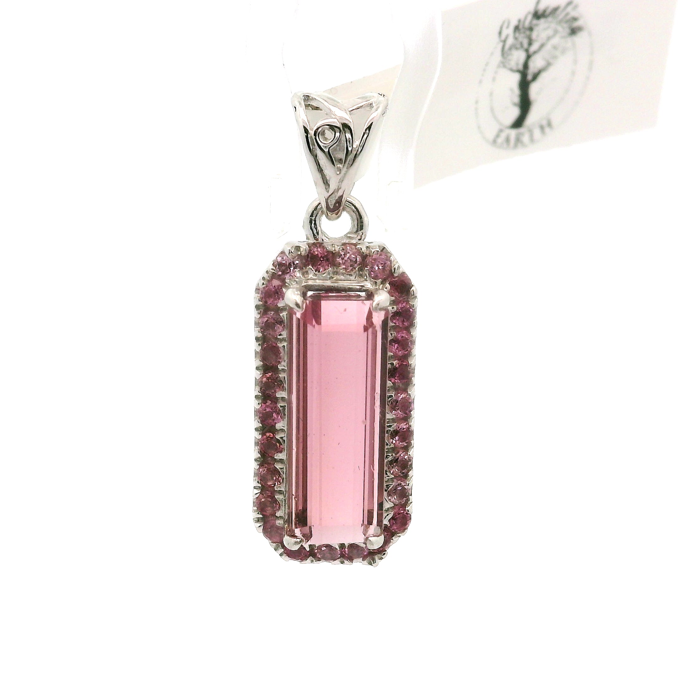 Multi-Color Tourmaline with Tourmaline Pavé Pendant.925 Silver for Passion for Life and Healing