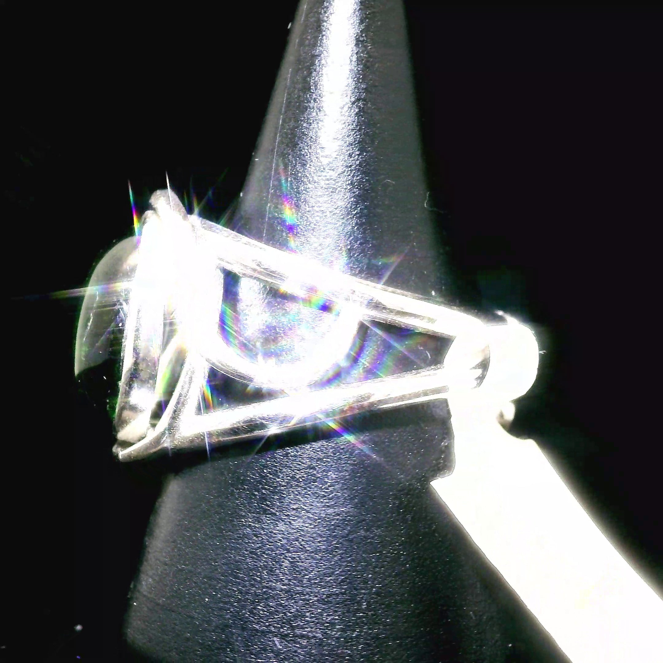 Idocrase Vesuvianite Cuff Ring .925 Silver for Courage, Growth and Change