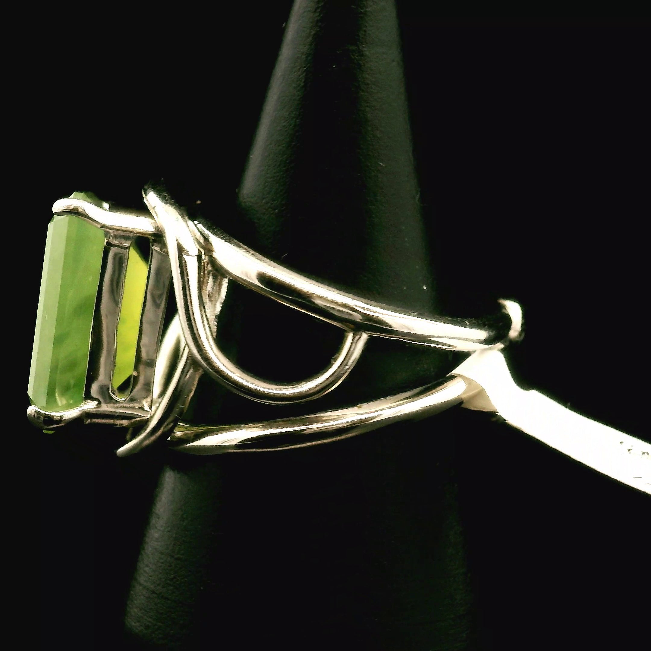 Californite Vesuvianite Cuff Ring .925 Silver for Courage, Growth and Change