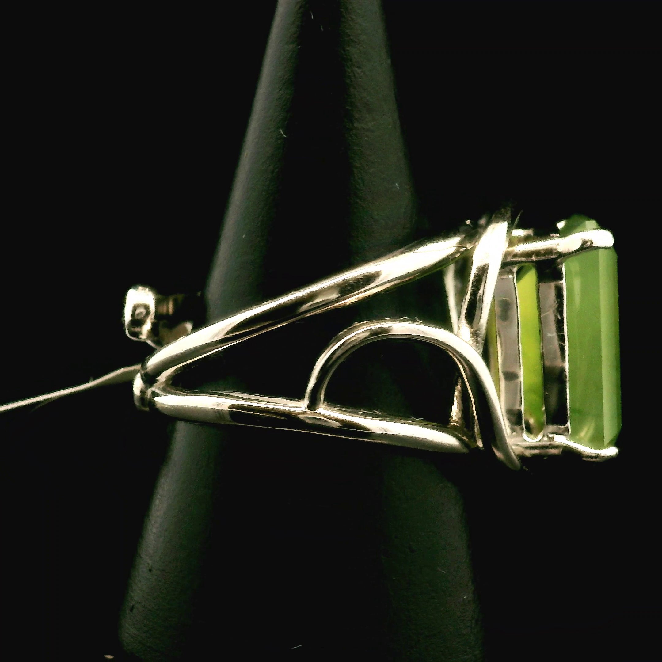 Californite Vesuvianite Cuff Ring .925 Silver for Courage, Growth and Change