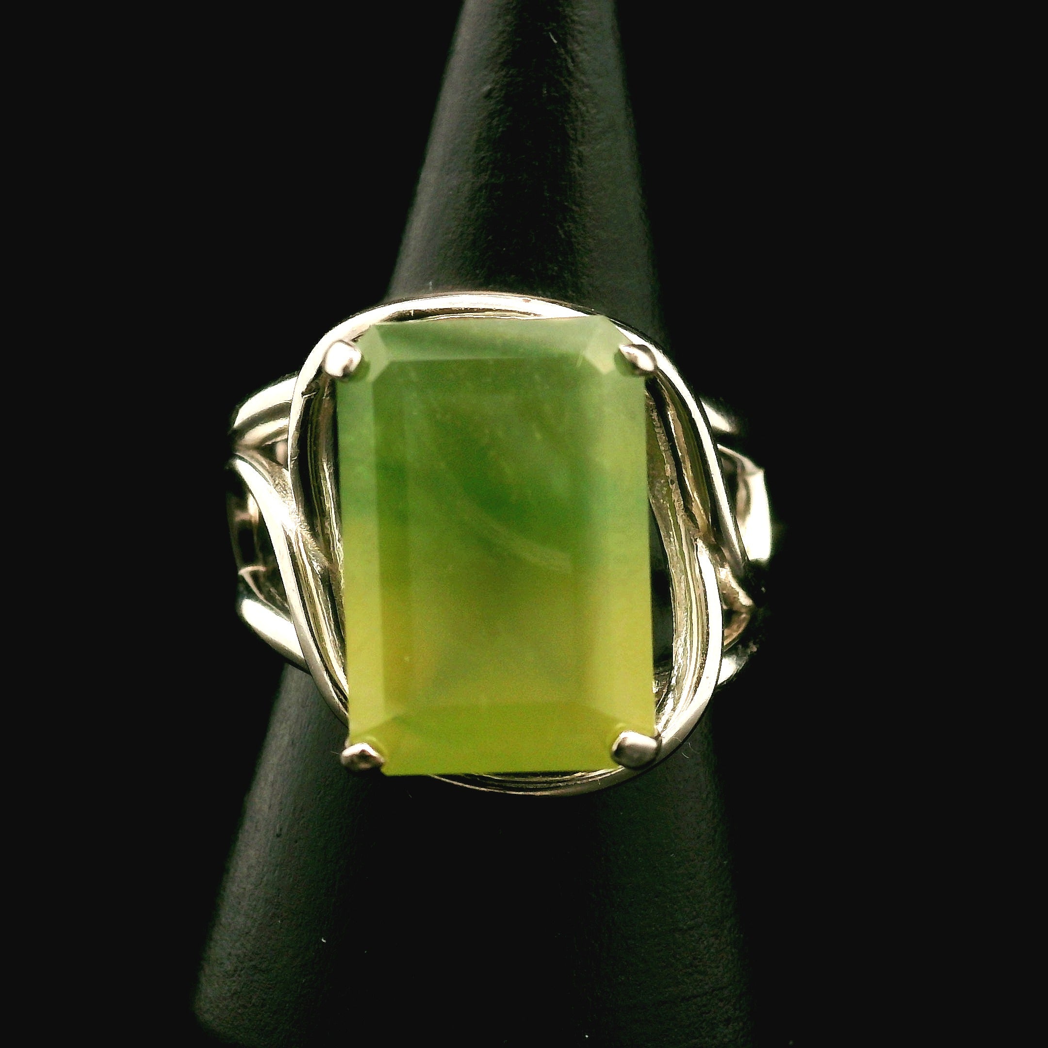 Californite Vesuvianite Cuff Ring .925 Silver for Courage, Growth and Change