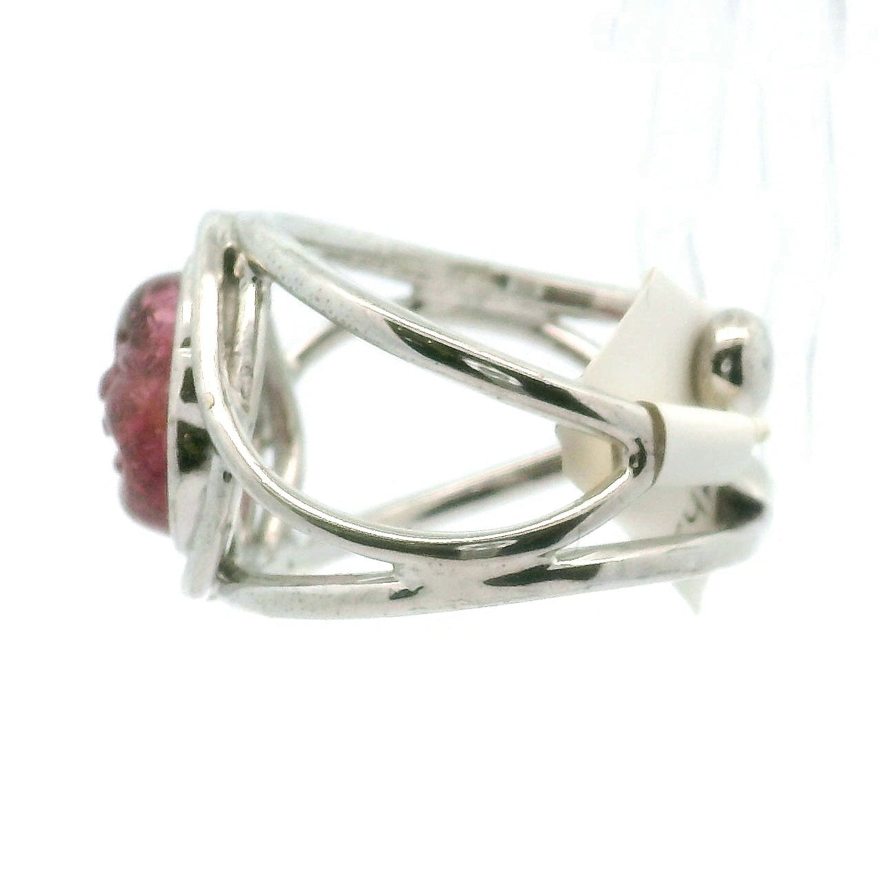 Pink Tourmaline Buddha Cuff Ring .925 Silver for Attracting Love, Harmony and Joy