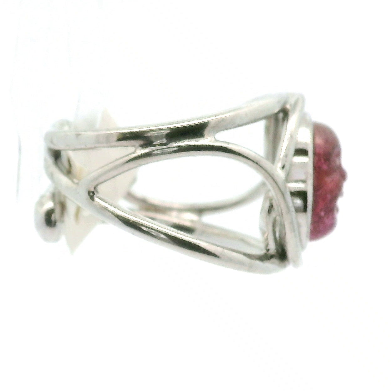 Pink Tourmaline Buddha Cuff Ring .925 Silver for Attracting Love, Harmony and Joy