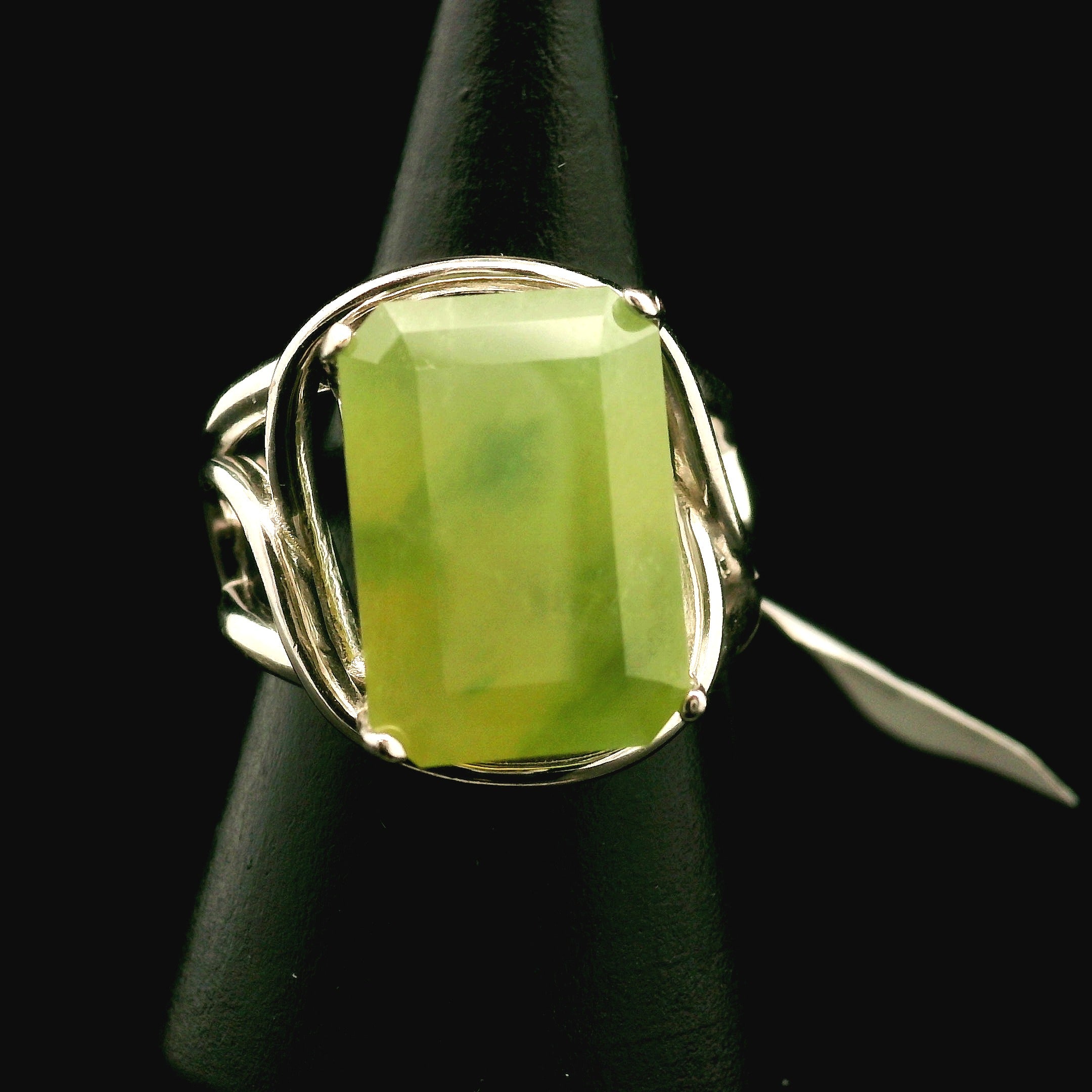 Californite Vesuvianite Cuff Ring .925 Silver for Courage, Growth and Change
