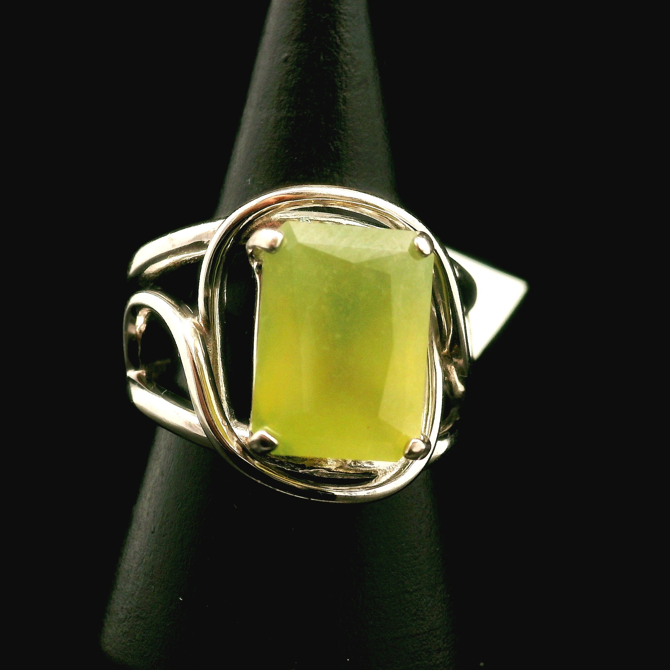 Californite Vesuvianite Cuff Ring .925 Silver for Courage, Growth and Change