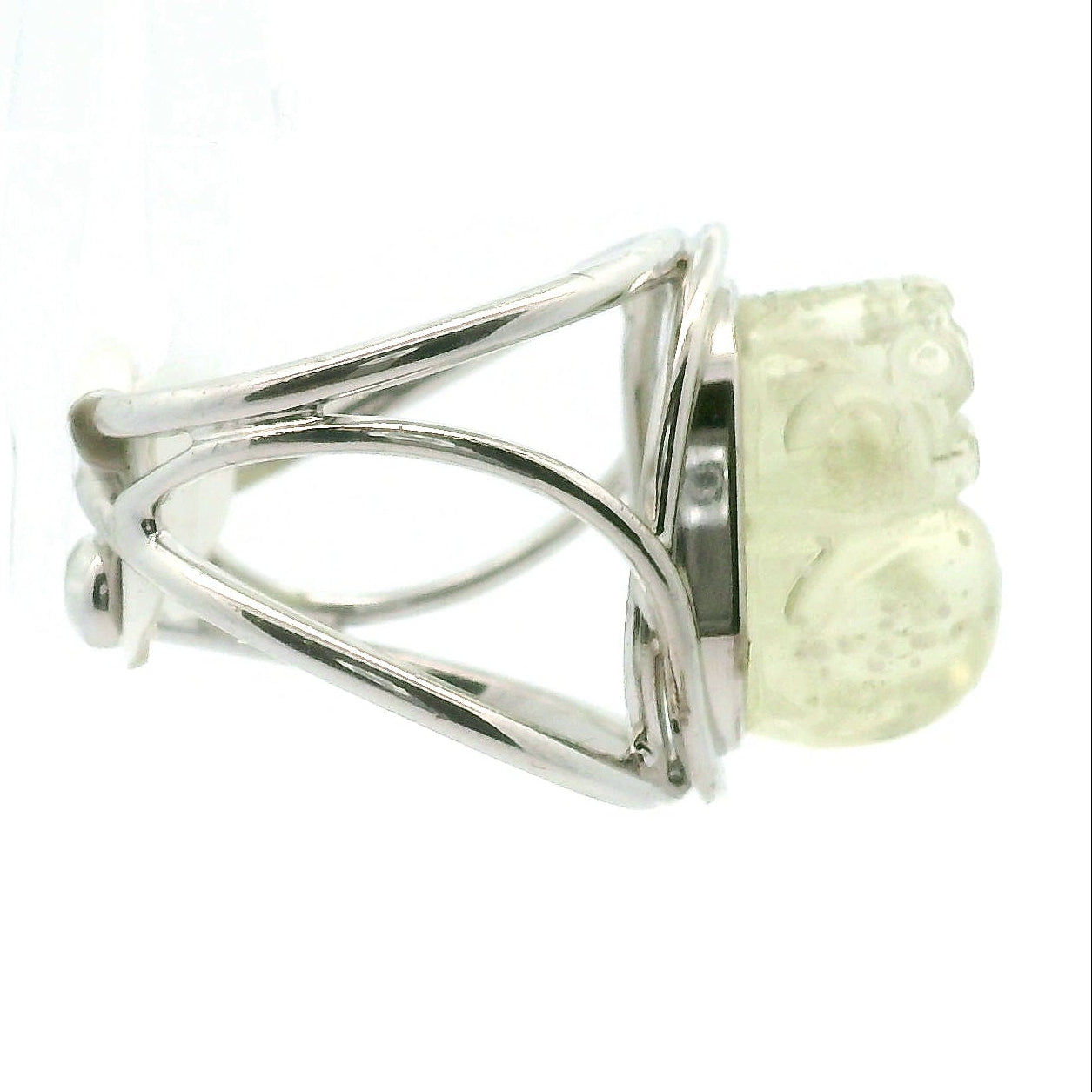 Libyan Desert Glass Pixchu Cuff Ring 925 Silver for Confidence and Personal Power