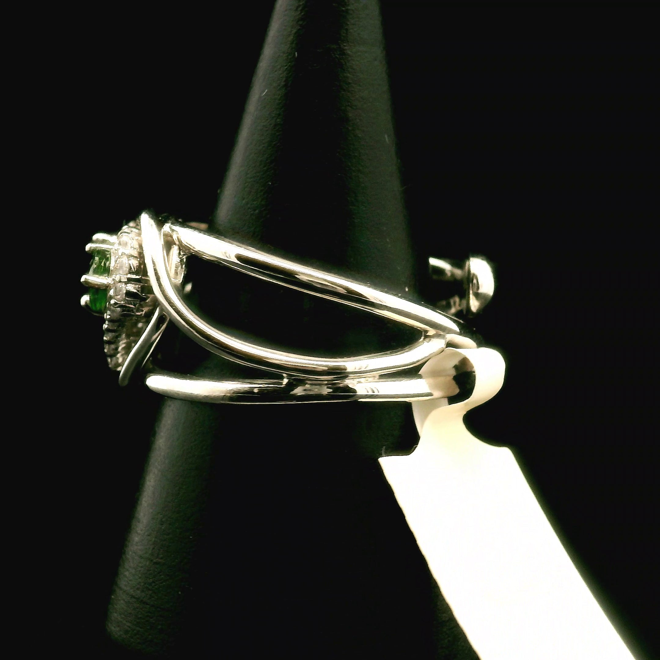 Chrome Diopside & Topaz Heart Cuff Ring .925 Silver for Compassion, Emotional Healing and Global Healing