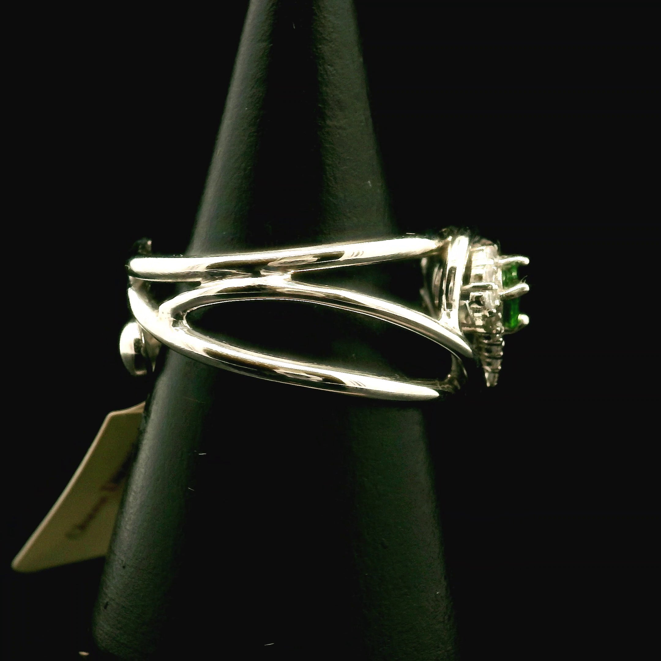 Chrome Diopside & Topaz Heart Cuff Ring .925 Silver for Compassion, Emotional Healing and Global Healing