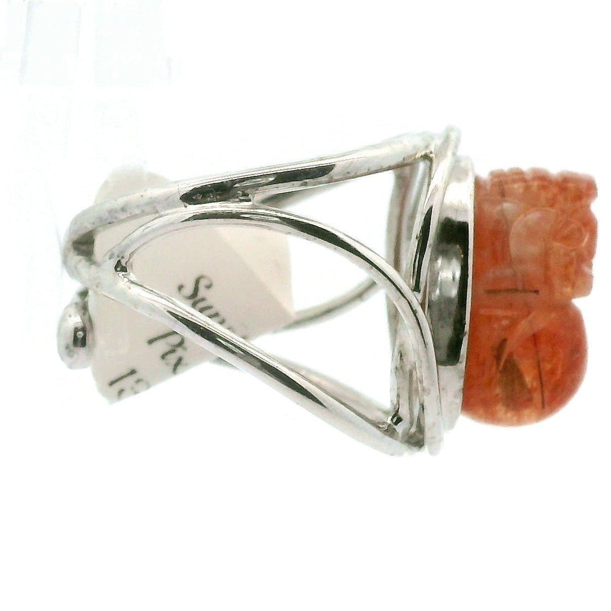 Sunstone Pixchu Cuff Ring .925 Silver for Joy and Vitality