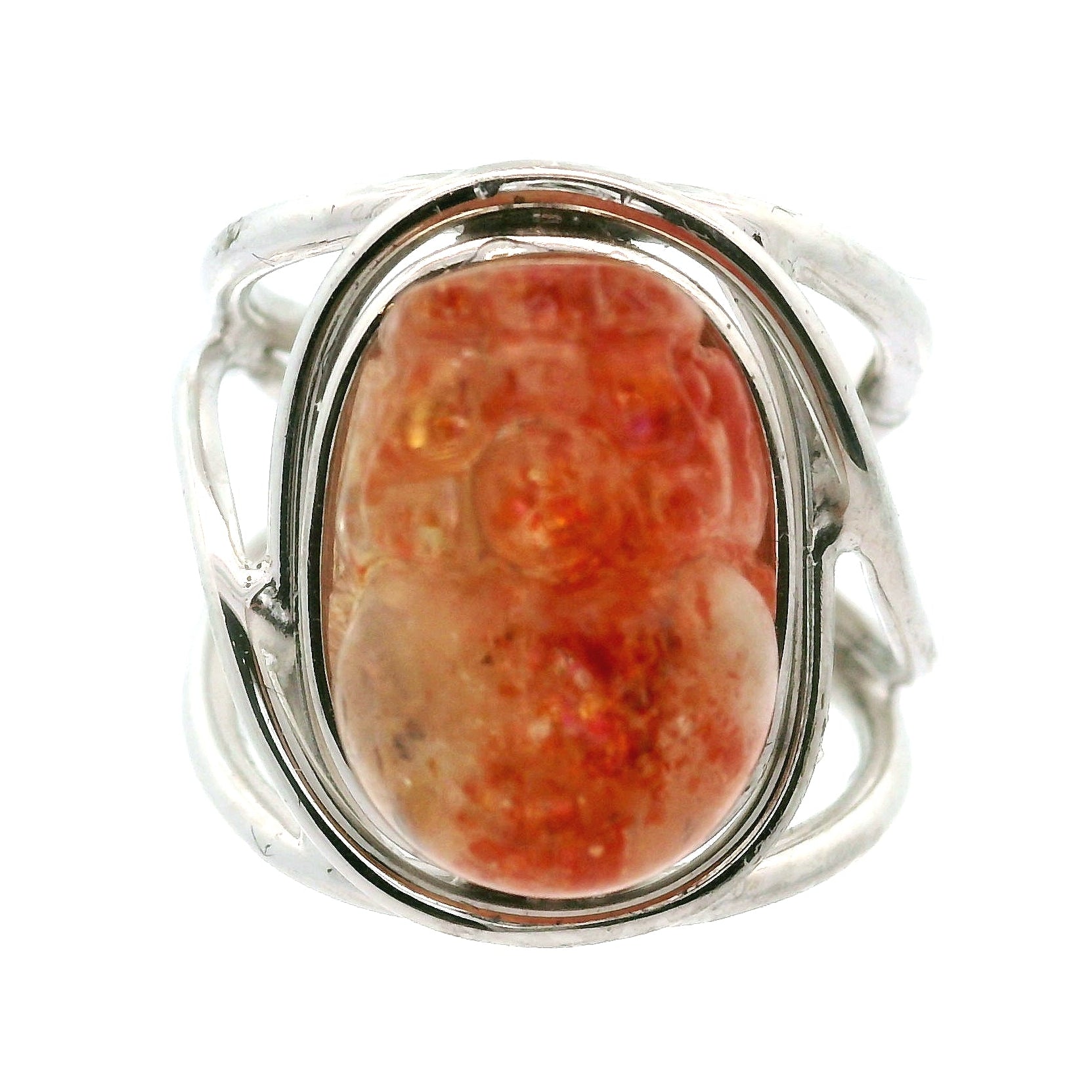 Sunstone Pixchu Cuff Ring .925 Silver for Joy and Vitality
