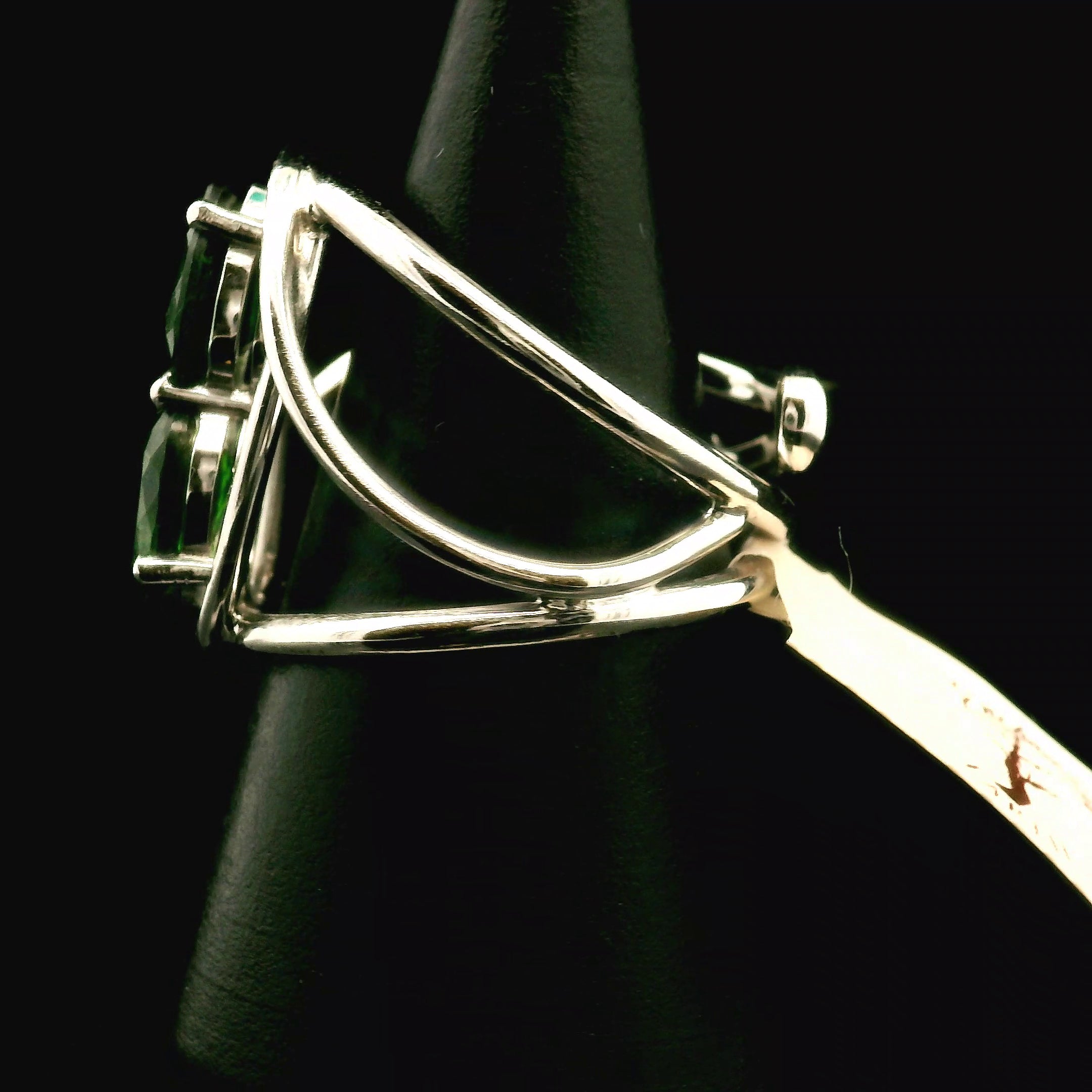 Chrome Diopside Double Cuff Ring .925 Silver for Compassion, Emotional Healing and Global Healing