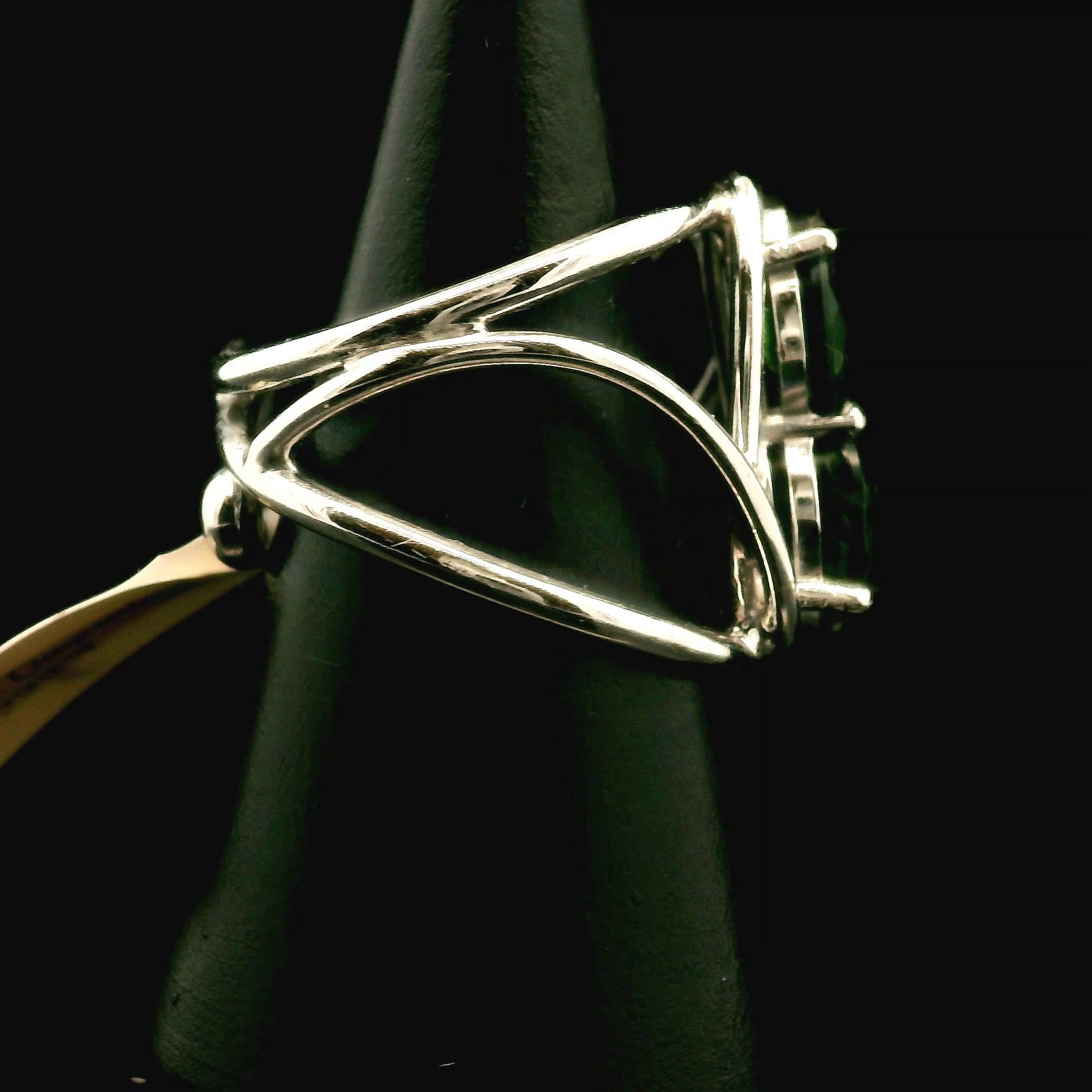 Chrome Diopside Double Cuff Ring .925 Silver for Compassion, Emotional Healing and Global Healing