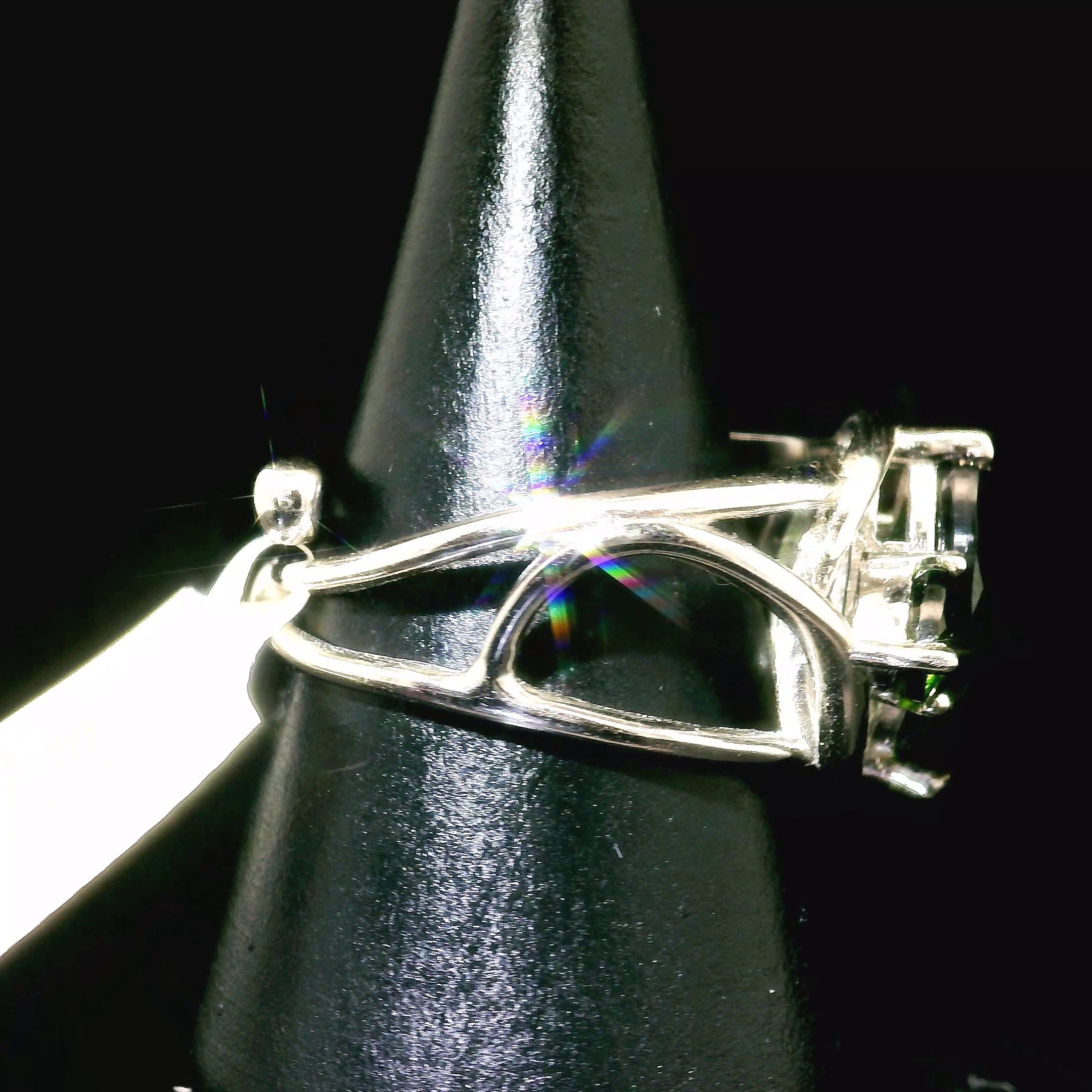 Chrome Diopside Triple Cuff Ring .925 Silver for Compassion, Emotional Healing and Global Healing