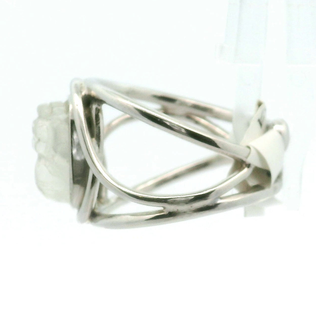 Rainbow Moonstone Pixchu Cuff Ring .925 Silver for New Beginnings, Protection and Manifestation