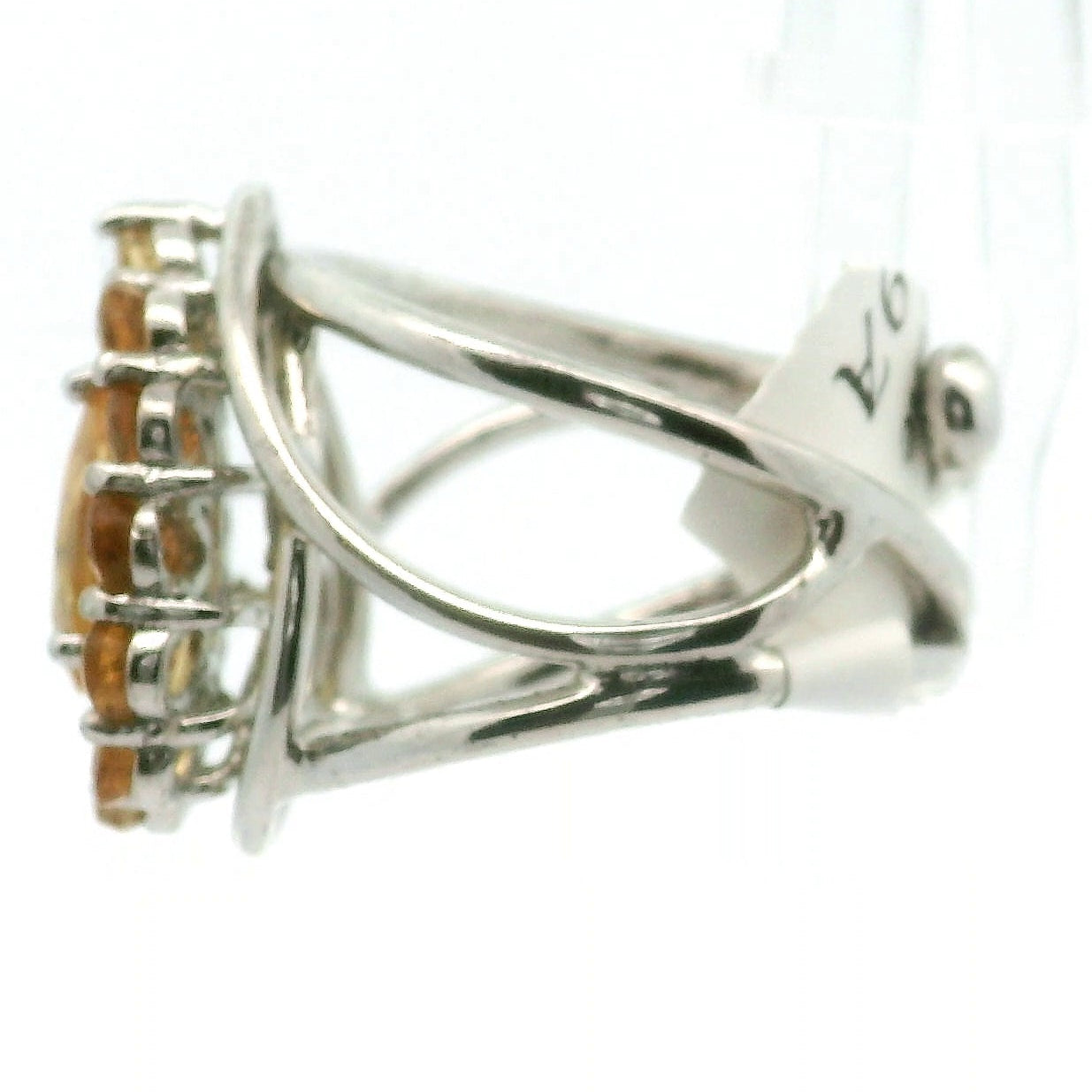Citrine Pavé Cuff Ring .925 Silver for Prosperity and Joy