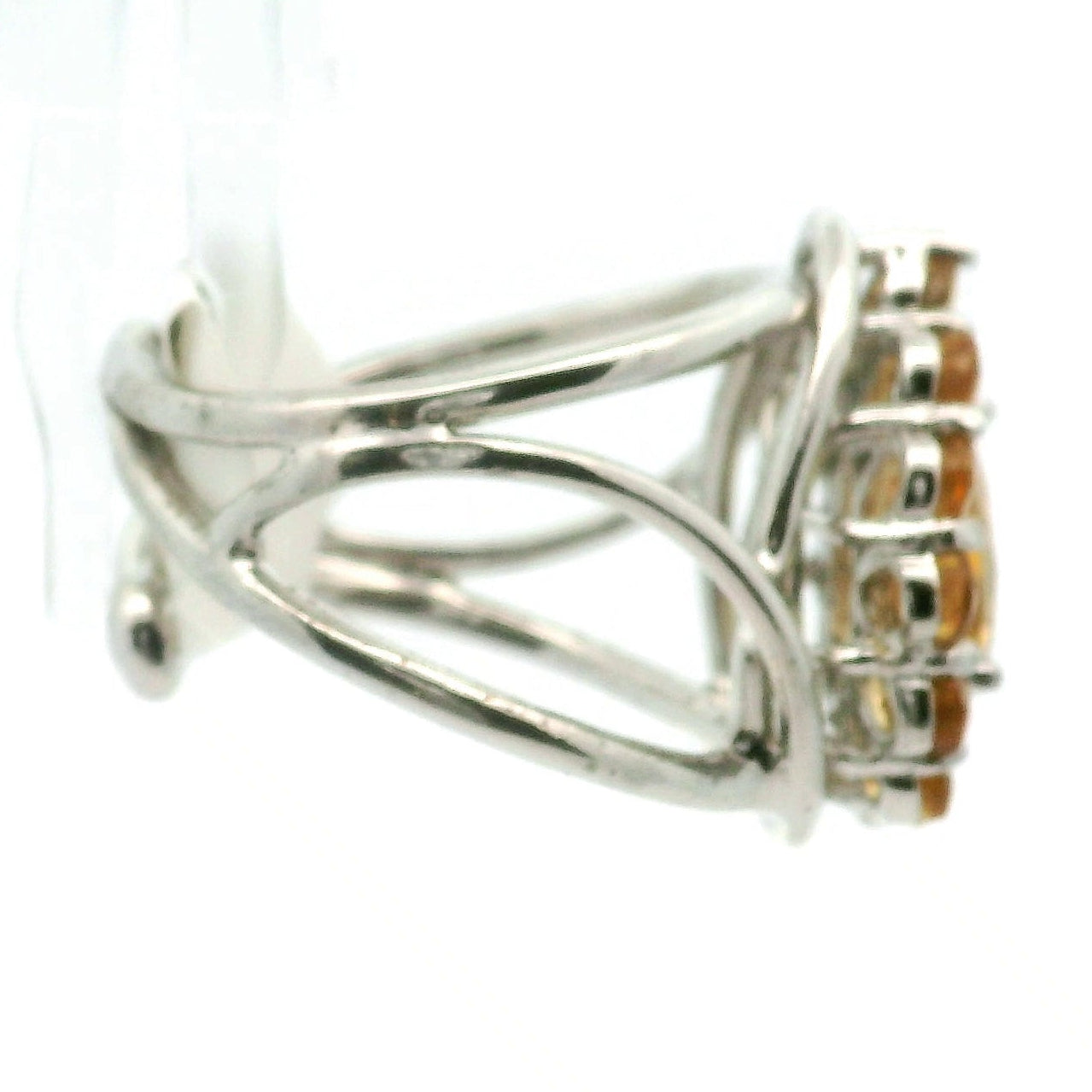 Citrine Pavé Cuff Ring .925 Silver for Prosperity and Joy