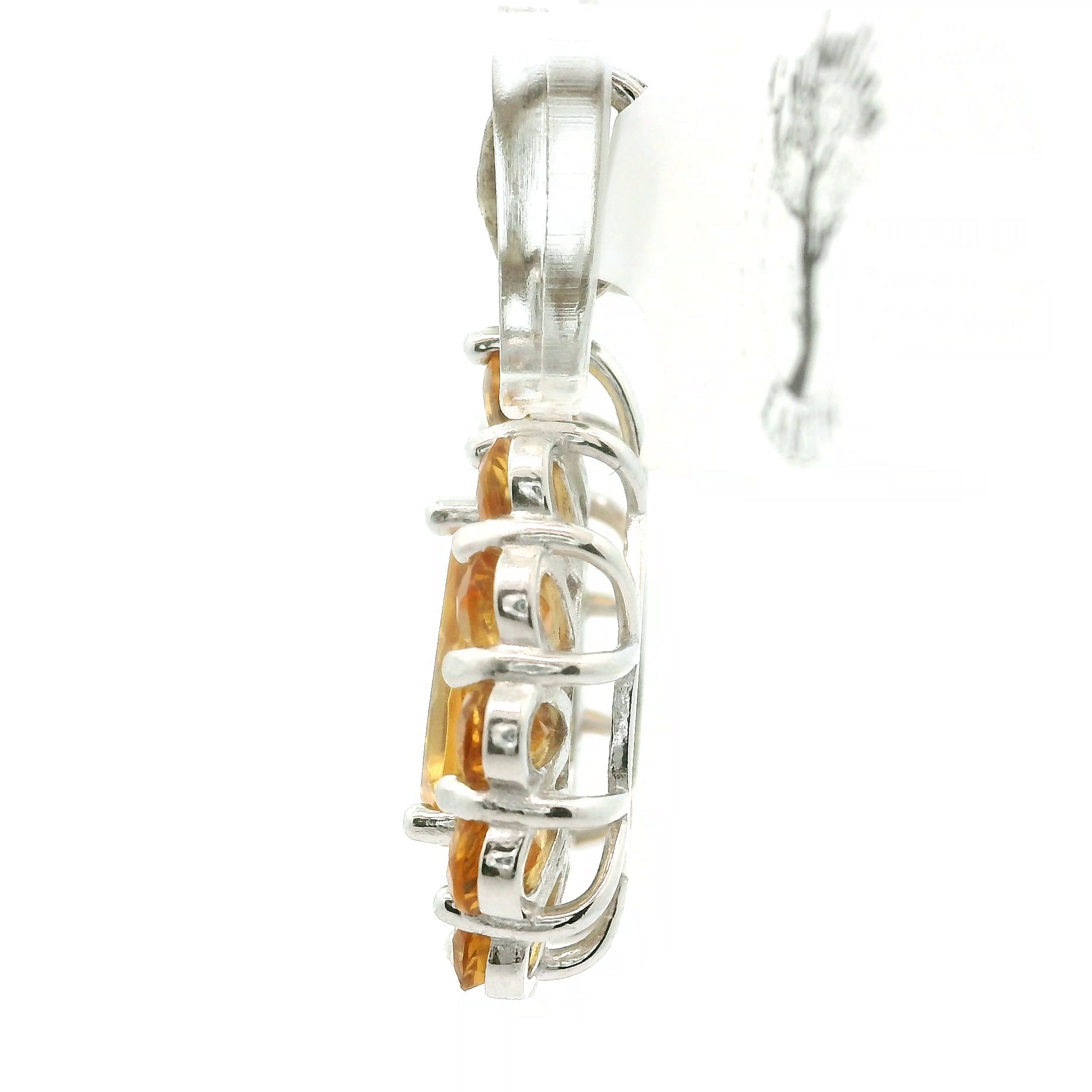 Citrine Pavé Pendant .925 Silver for Prosperity and Joy