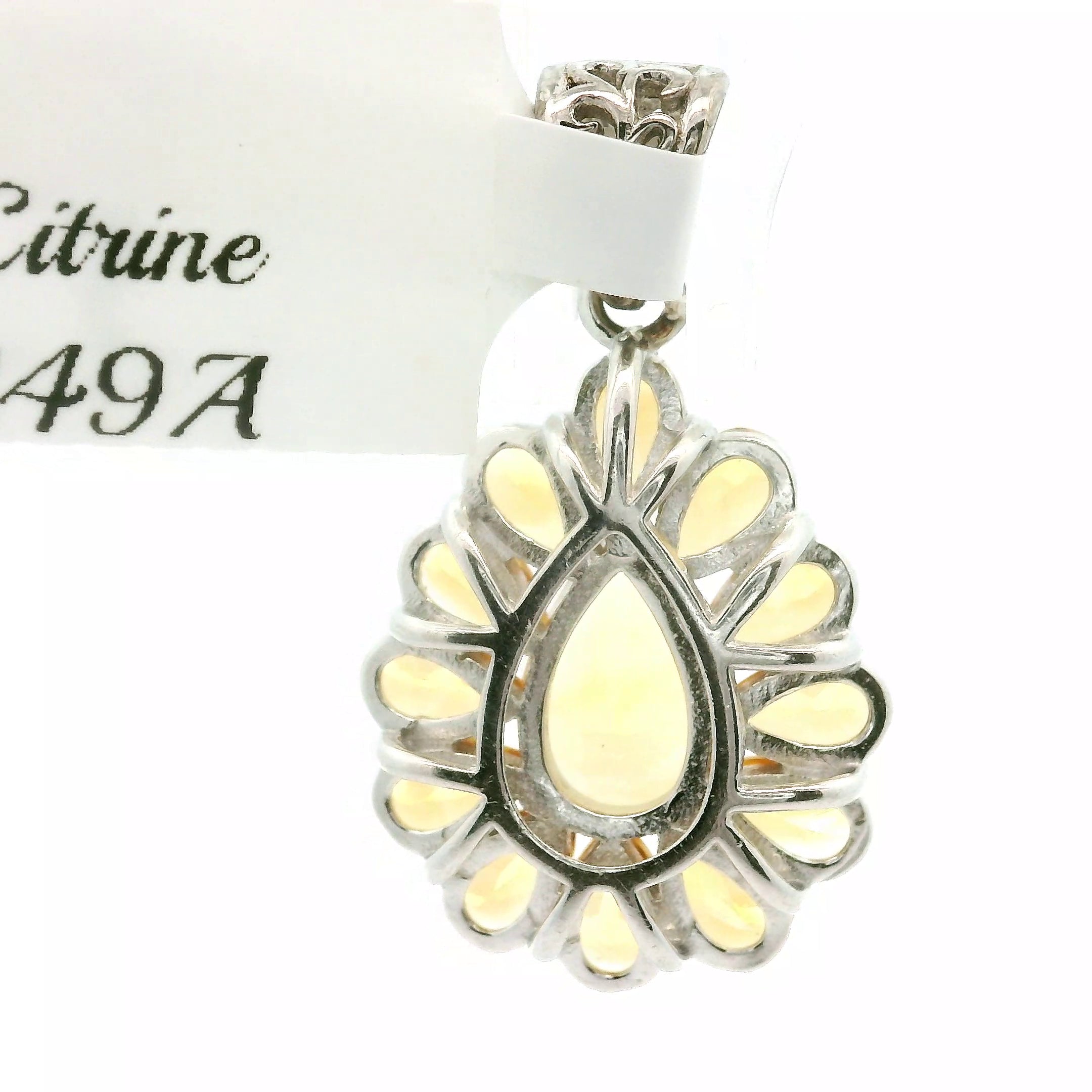 Citrine Pavé Pendant .925 Silver for Prosperity and Joy