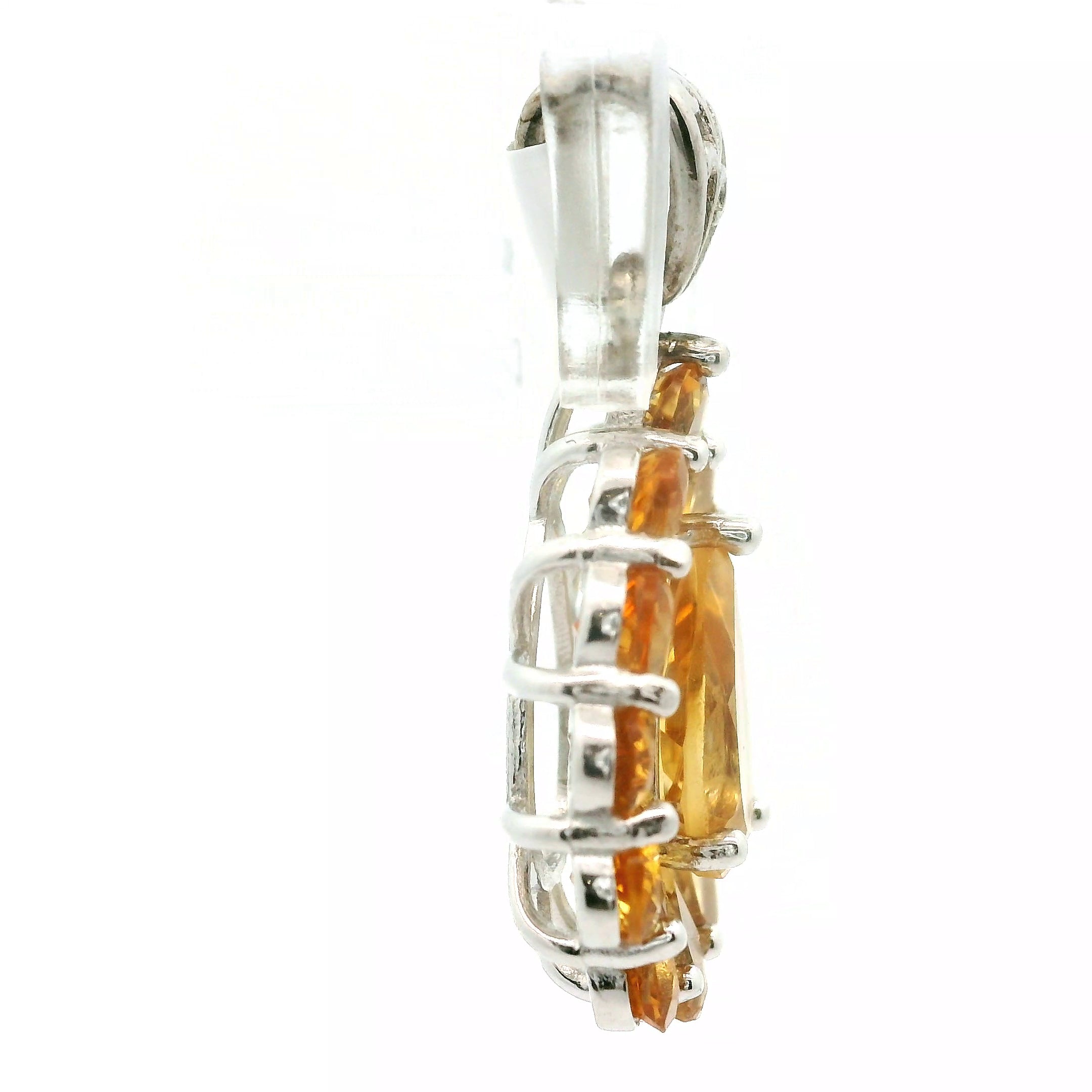 Citrine Pavé Pendant .925 Silver for Prosperity and Joy