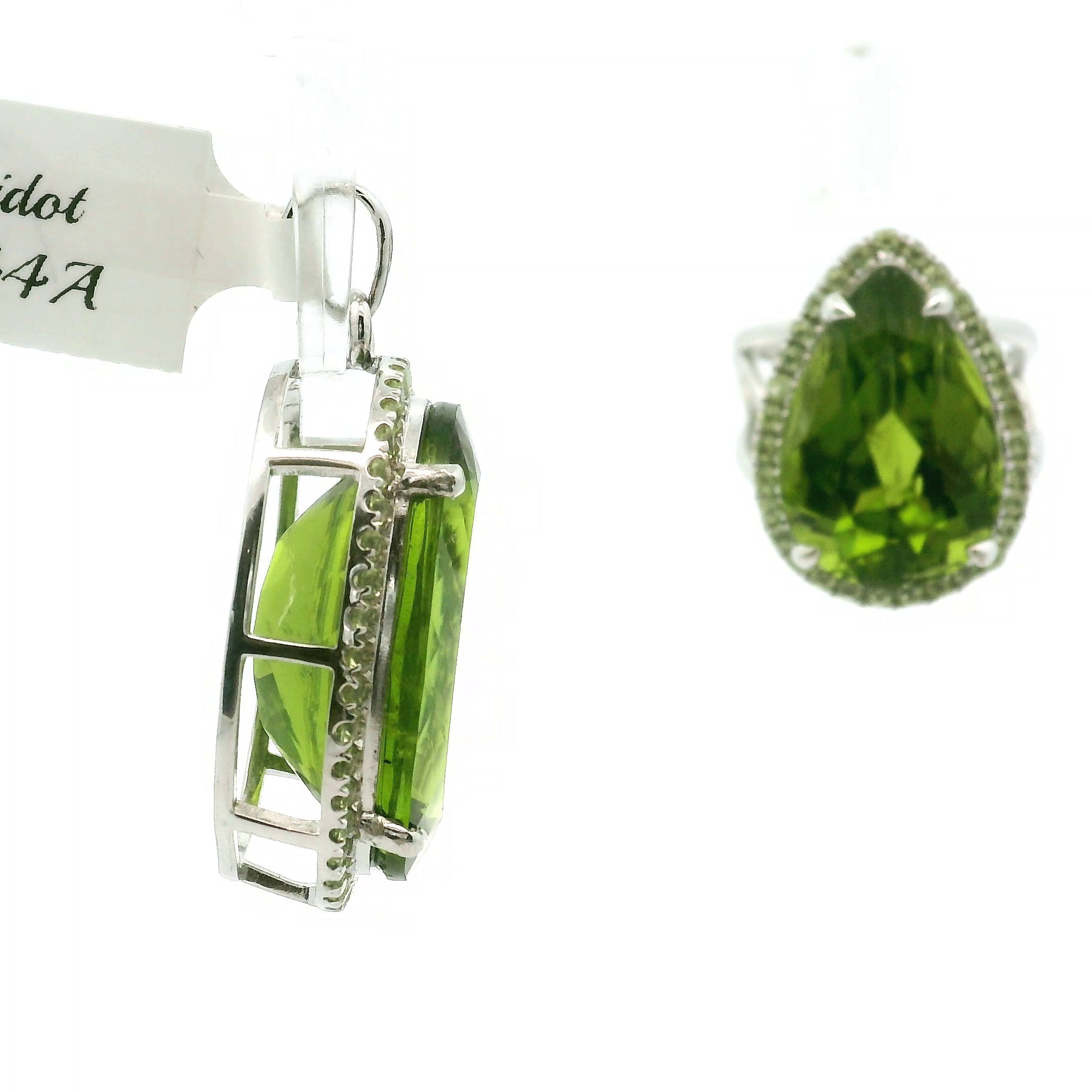 Peridot Pavé Cuff Ring and Pendant .925 Silver for Luck and Prosperity